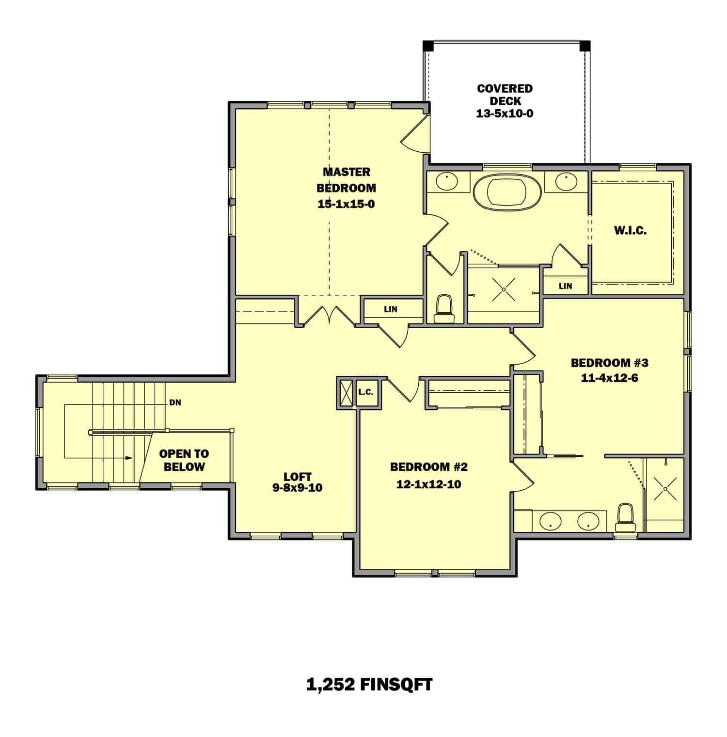 Floor Plan Second Story of Country Plan #161-1087