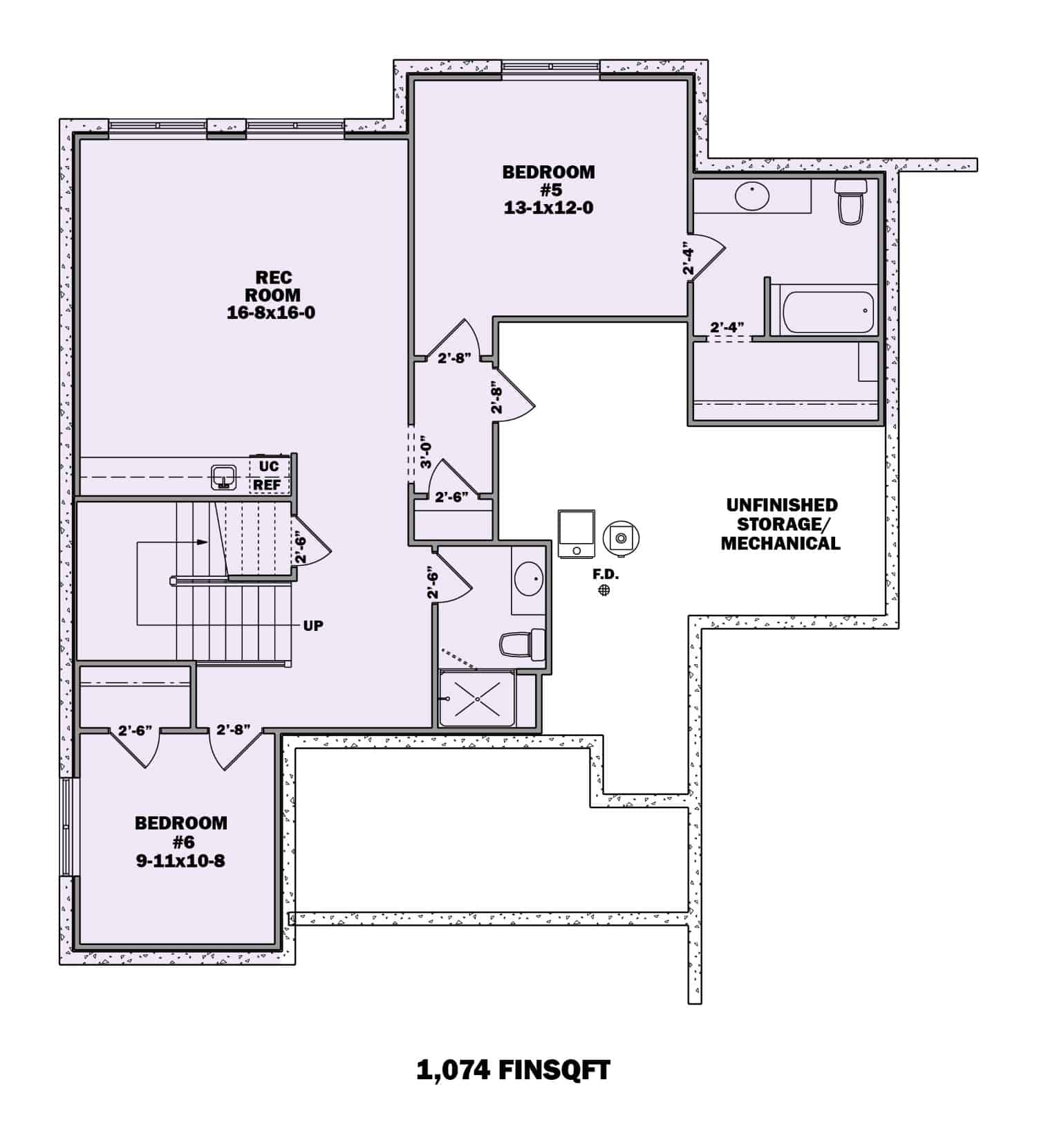 Floor Plan Basement of Country Plan #161-1087