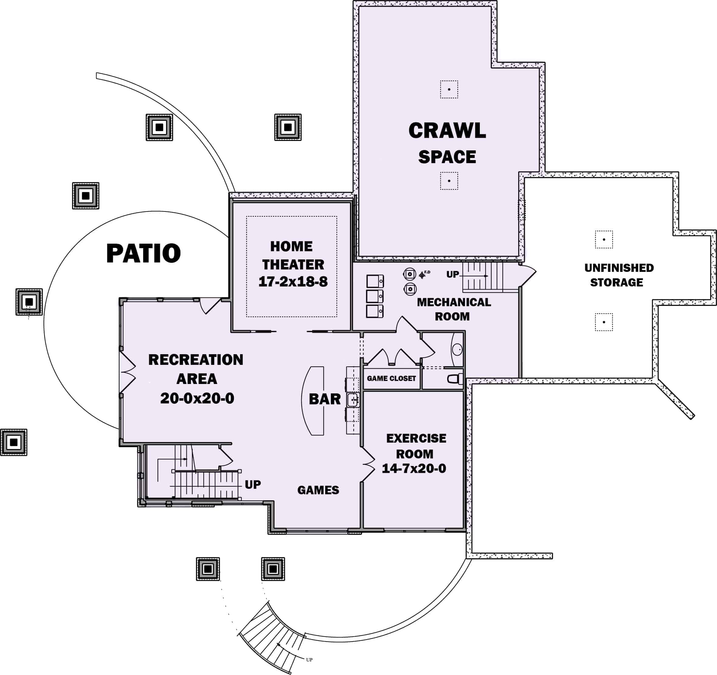 Basement of Ranch Plan #161-1088
