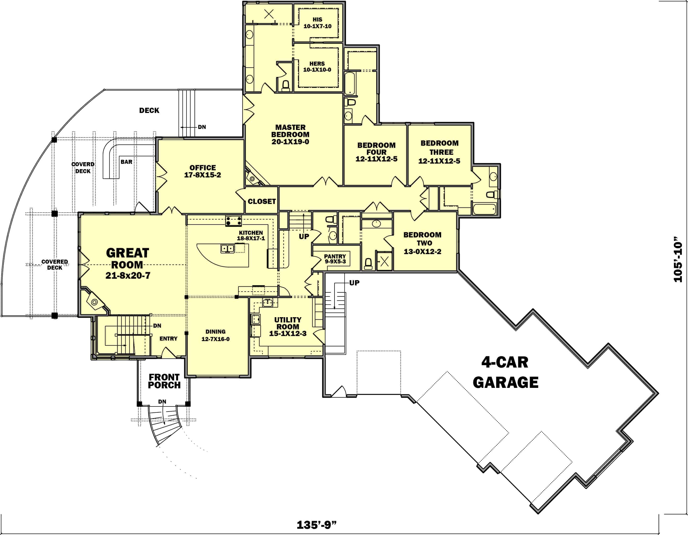 Main Level of Ranch Plan #161-1088
