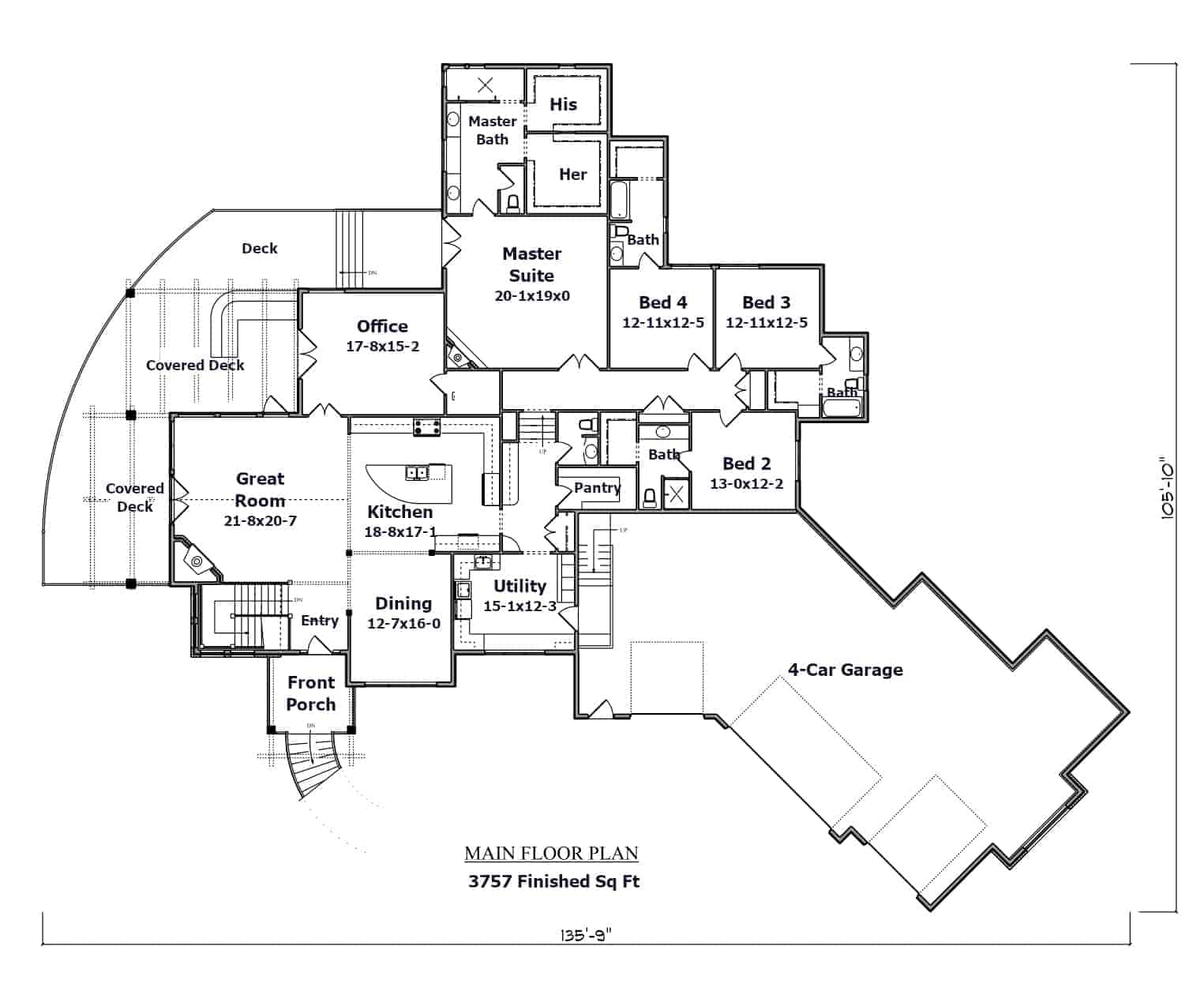 Main Level of Ranch Plan #161-1088
