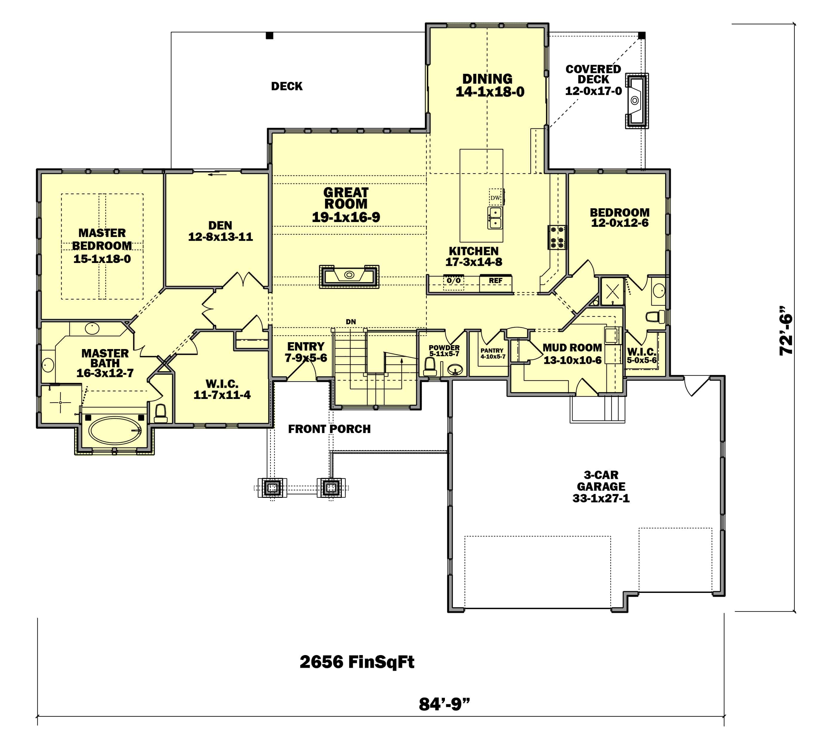 Floor Plan First Story of Ranch Plan #161-1089