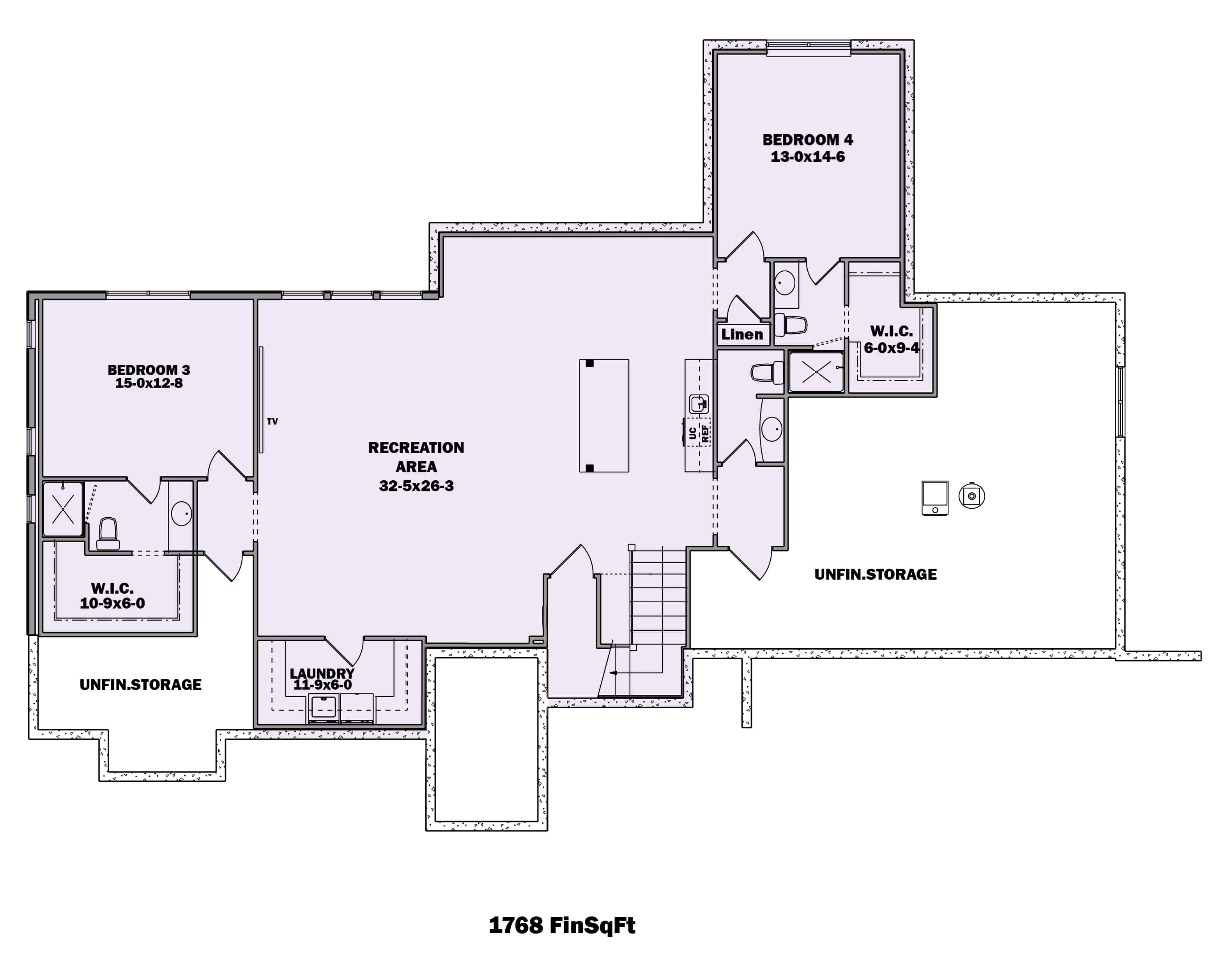 Floor Plan Basement of Ranch Plan #161-1089