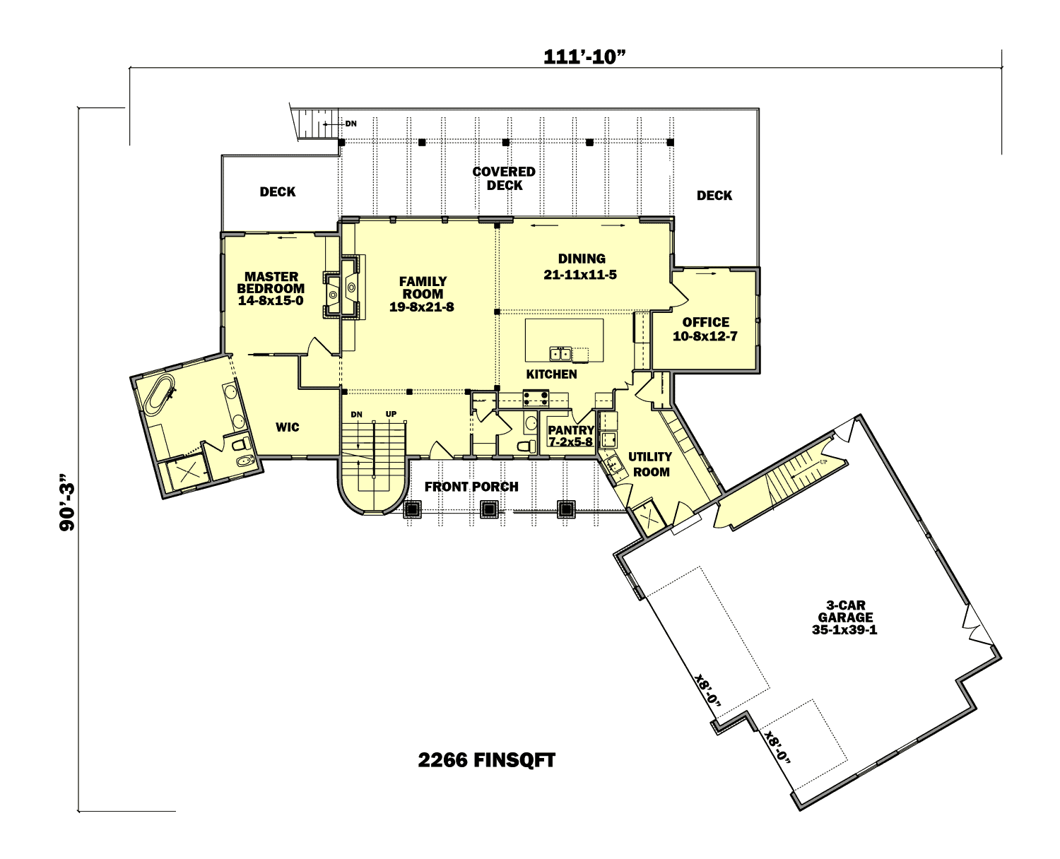 Main Level of Barn Style Plan #161-1090