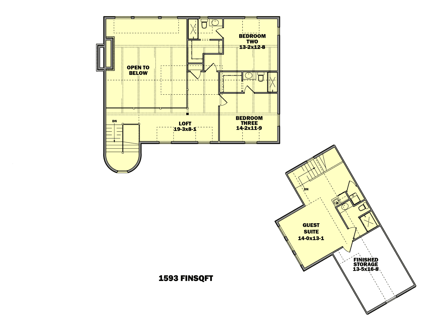 Upper Level of Barn Style Plan #161-1090