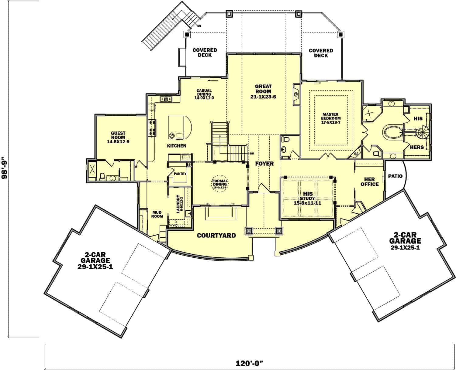 Main Level of Ranch Plan #161-1091