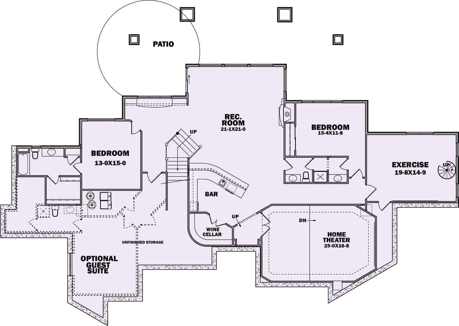 Basement of Ranch Plan #161-1091