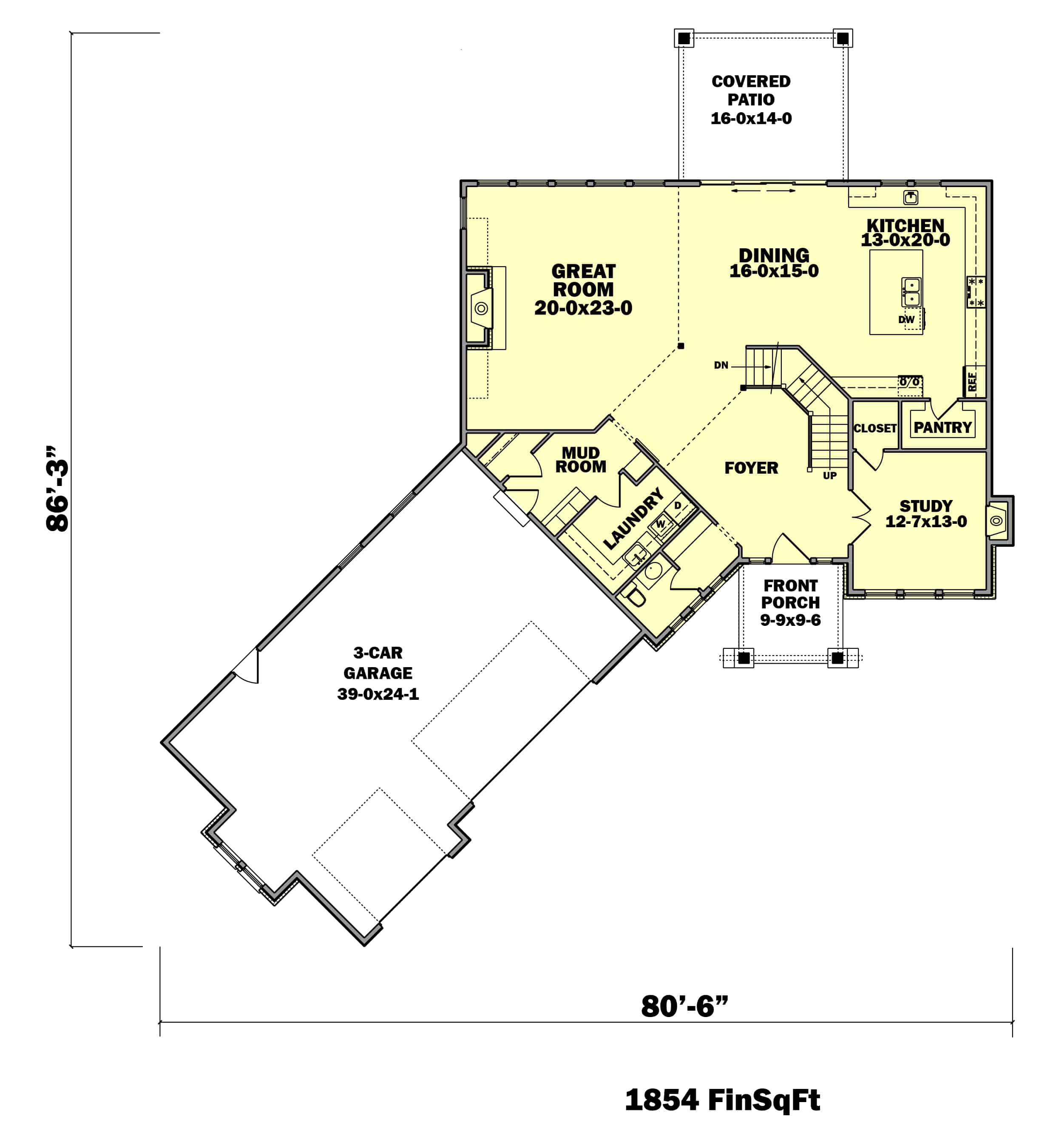 Floor Plan First Story of Contemporary Plan #161-1092