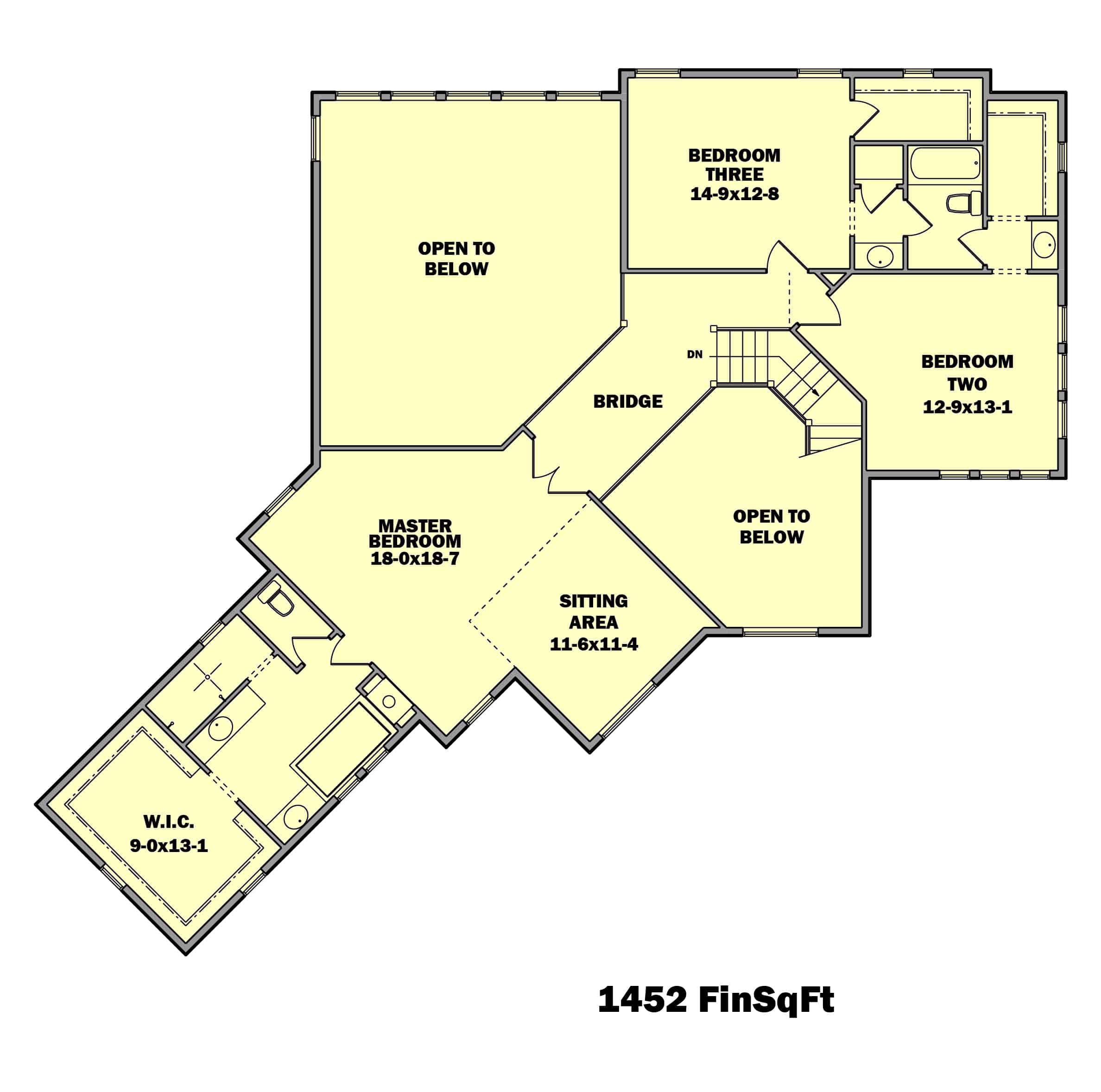 Floor Plan Second Story of Contemporary Plan #161-1092