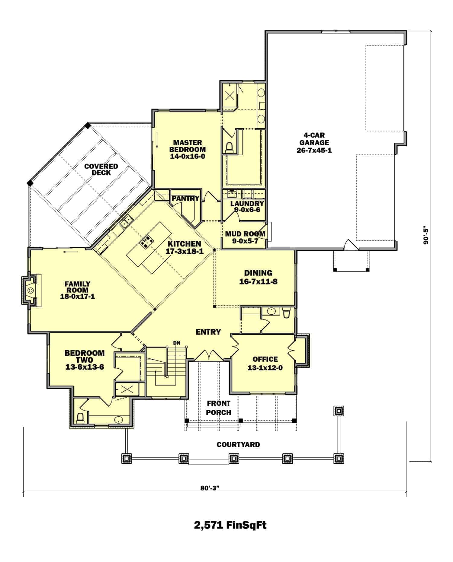 Floor Plan Main Level First Story of European Plan #161-1093