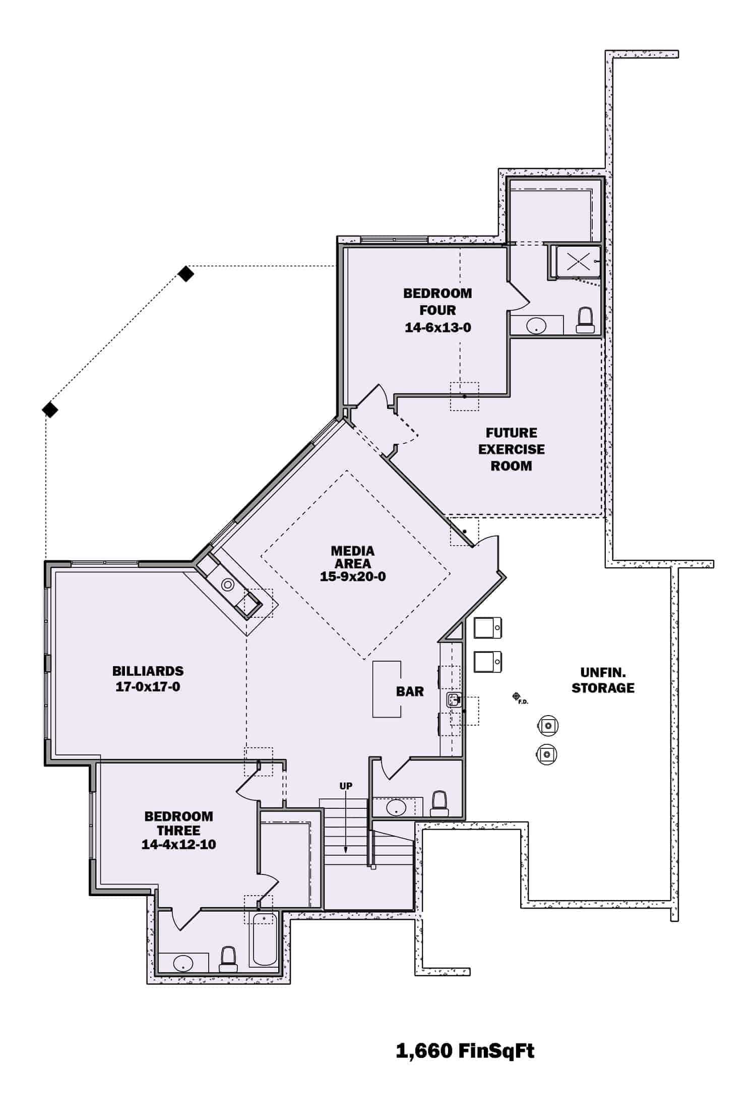 Floor Plan Basement of European Plan #161-1093