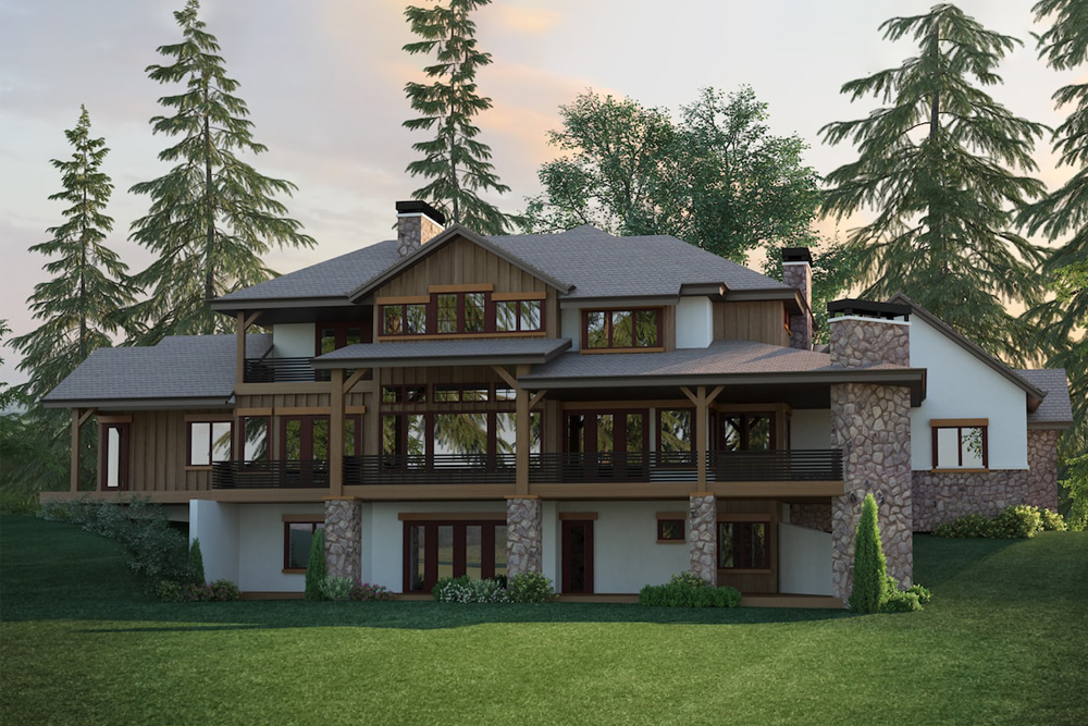 Rear View of this 3-Bedroom, 3446 Sq Ft Plan - 161-1095