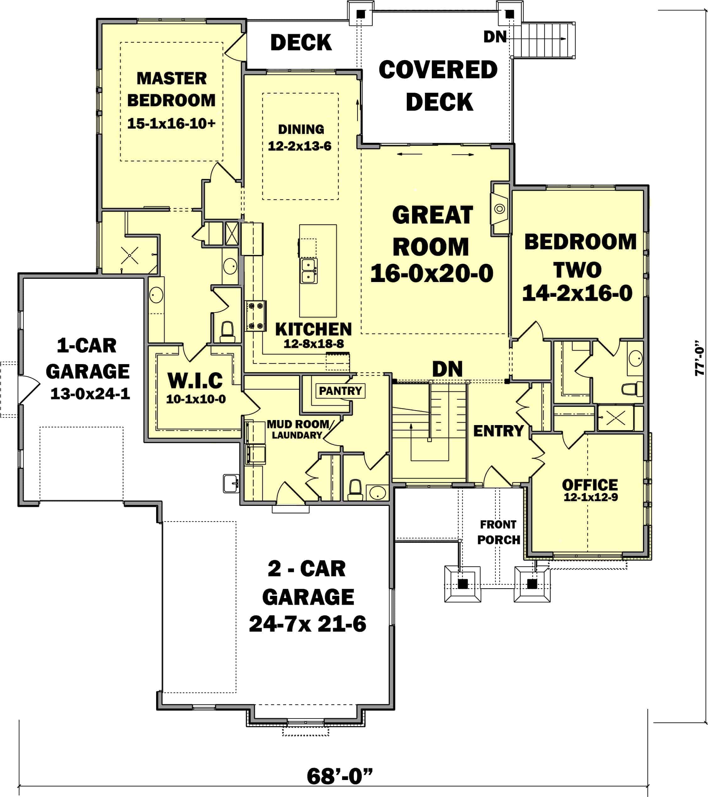 Main Level of Ranch Plan #161-1097