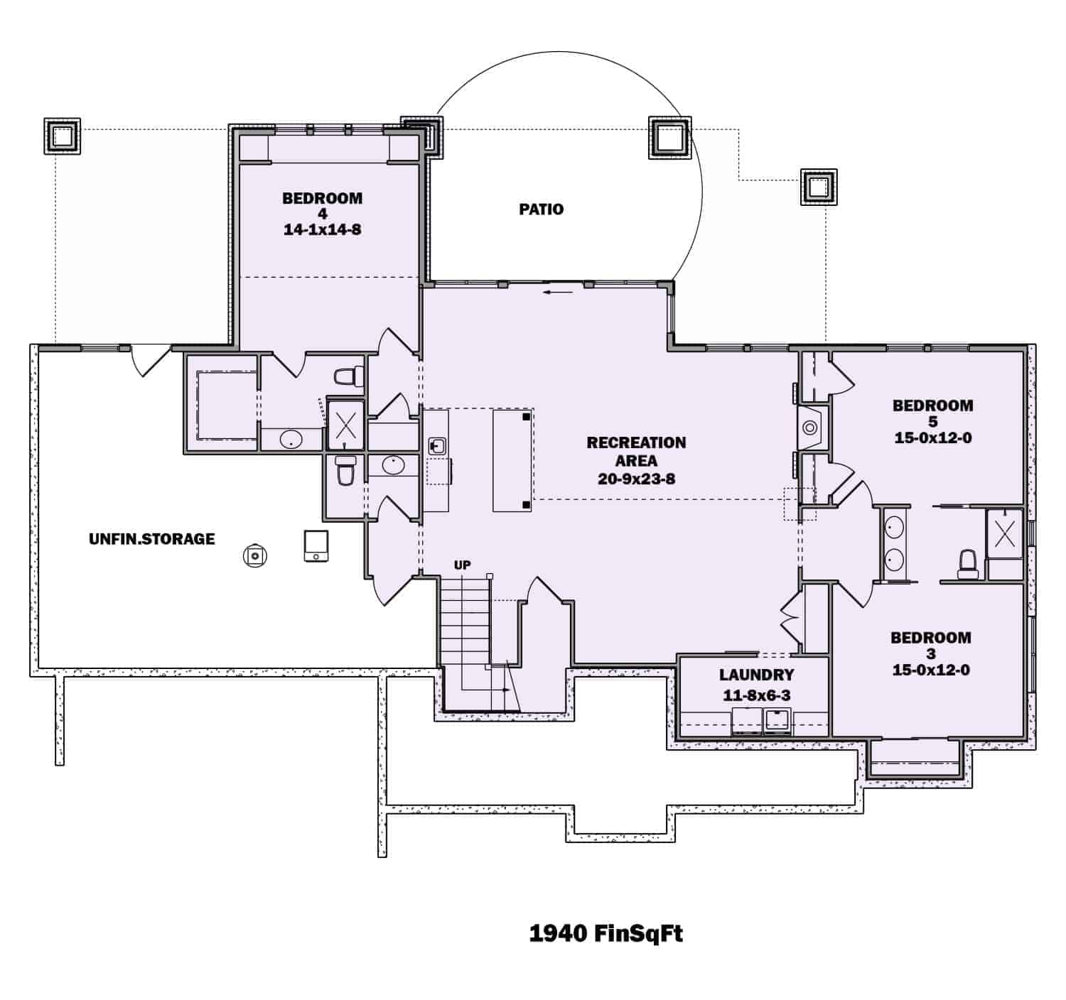 Floor Plan Basement of Ranch Plan #161-1099