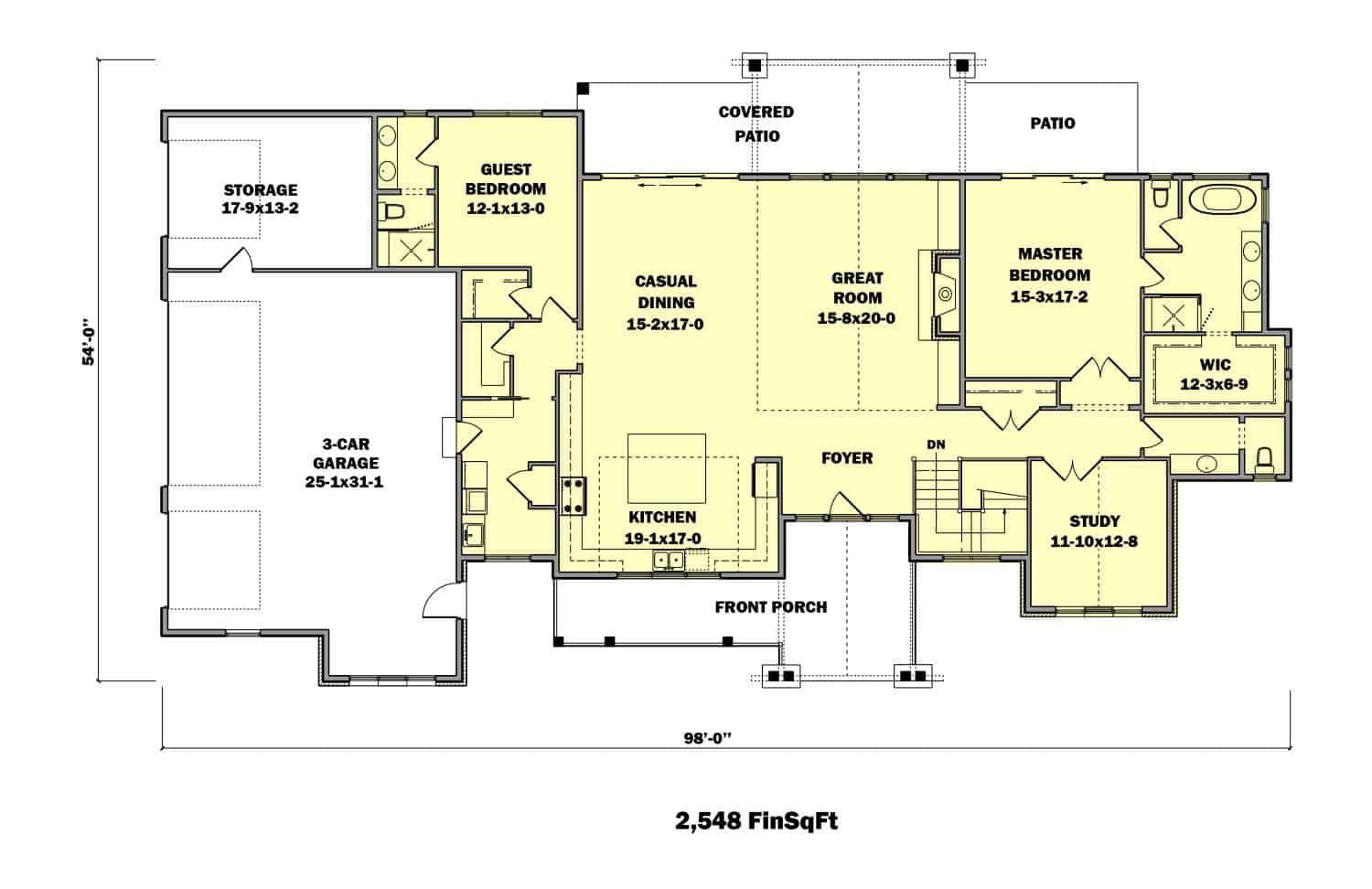 Main Level of Ranch Plan #161-1100