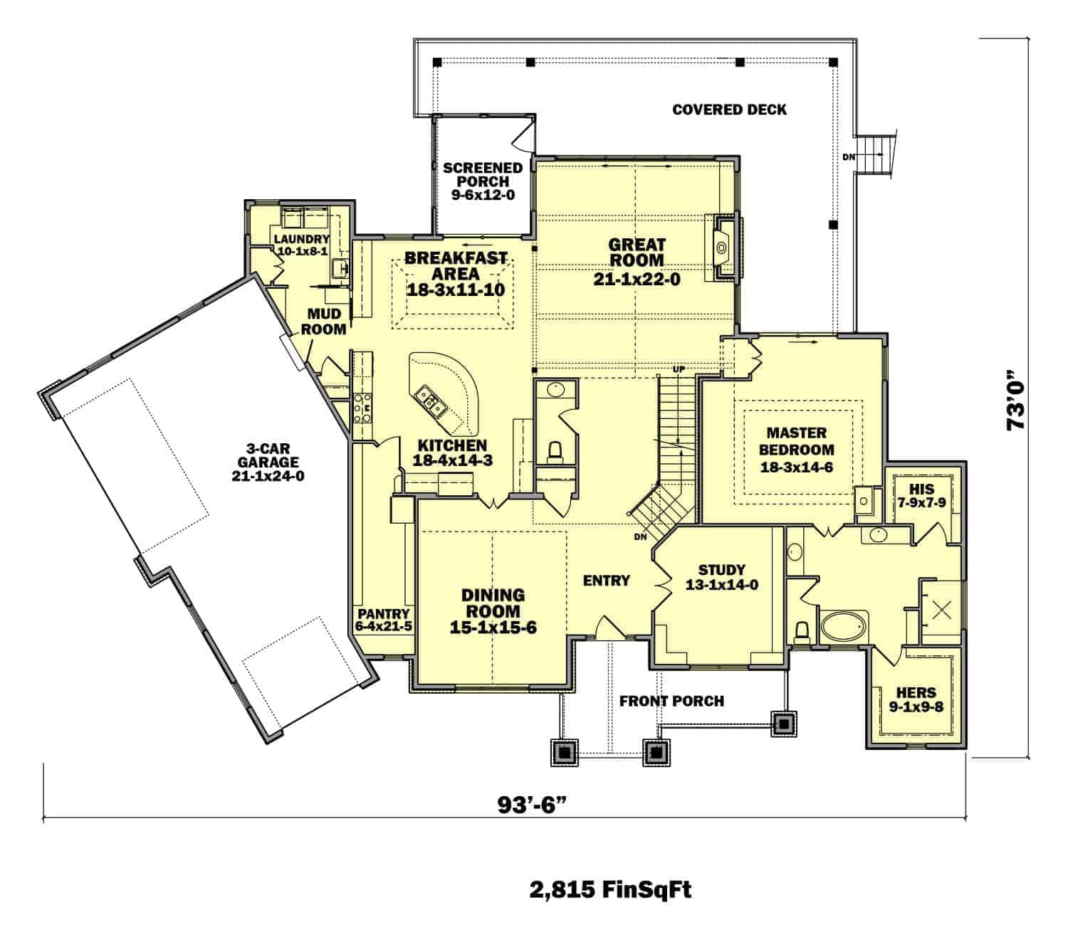 Main Level of Ranch Plan #161-1101