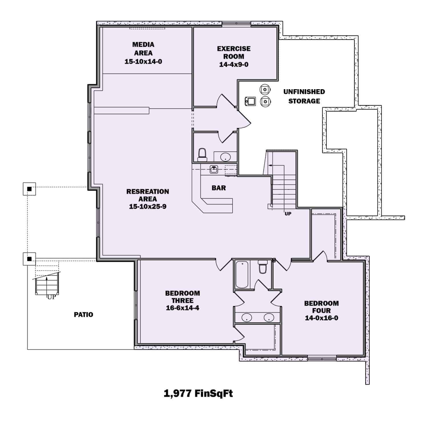 Floor Plan Basement of Ranch Plan #161-1103