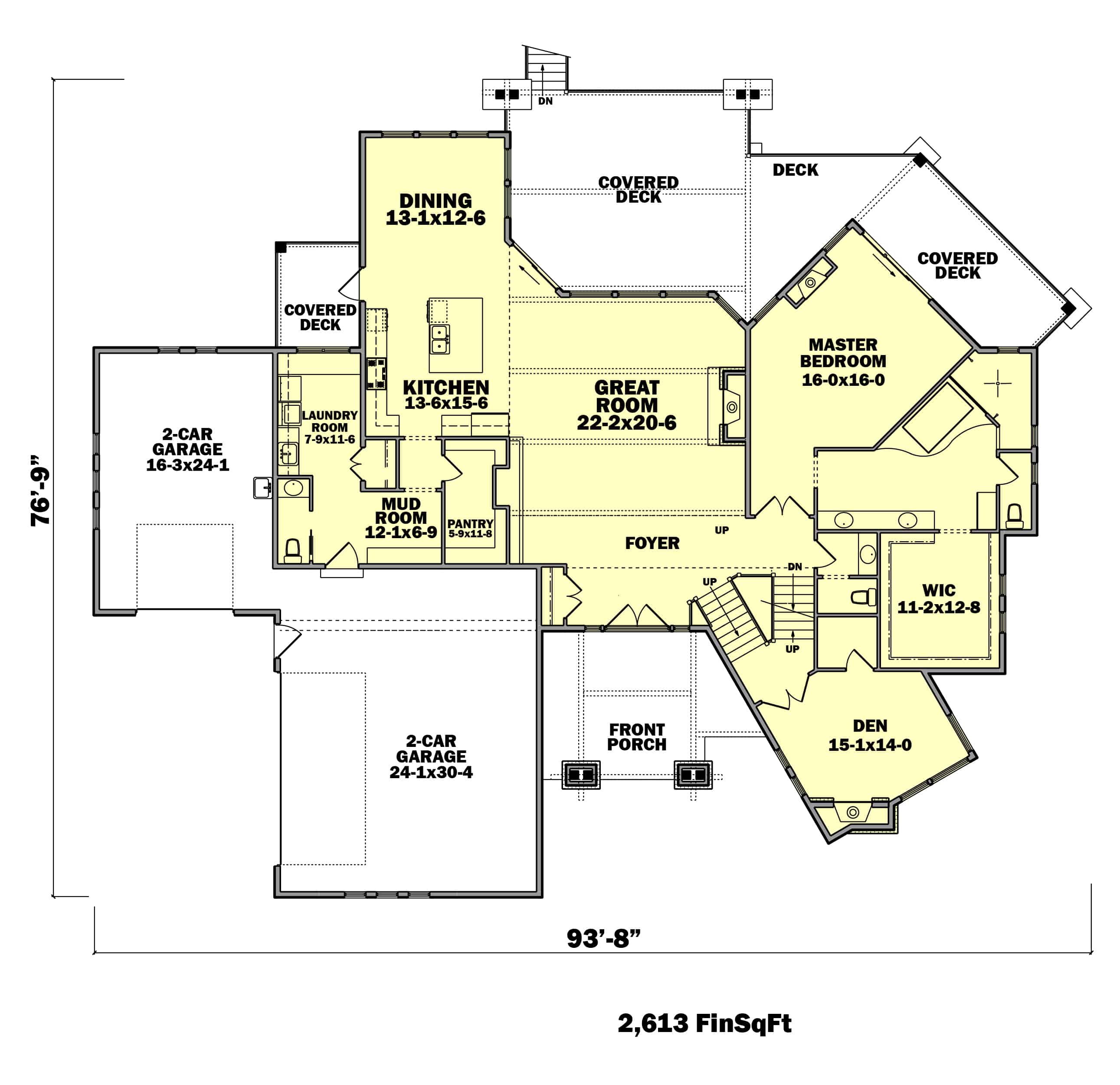 Floor Plan Main Level of Contemporary Plan #161-1106