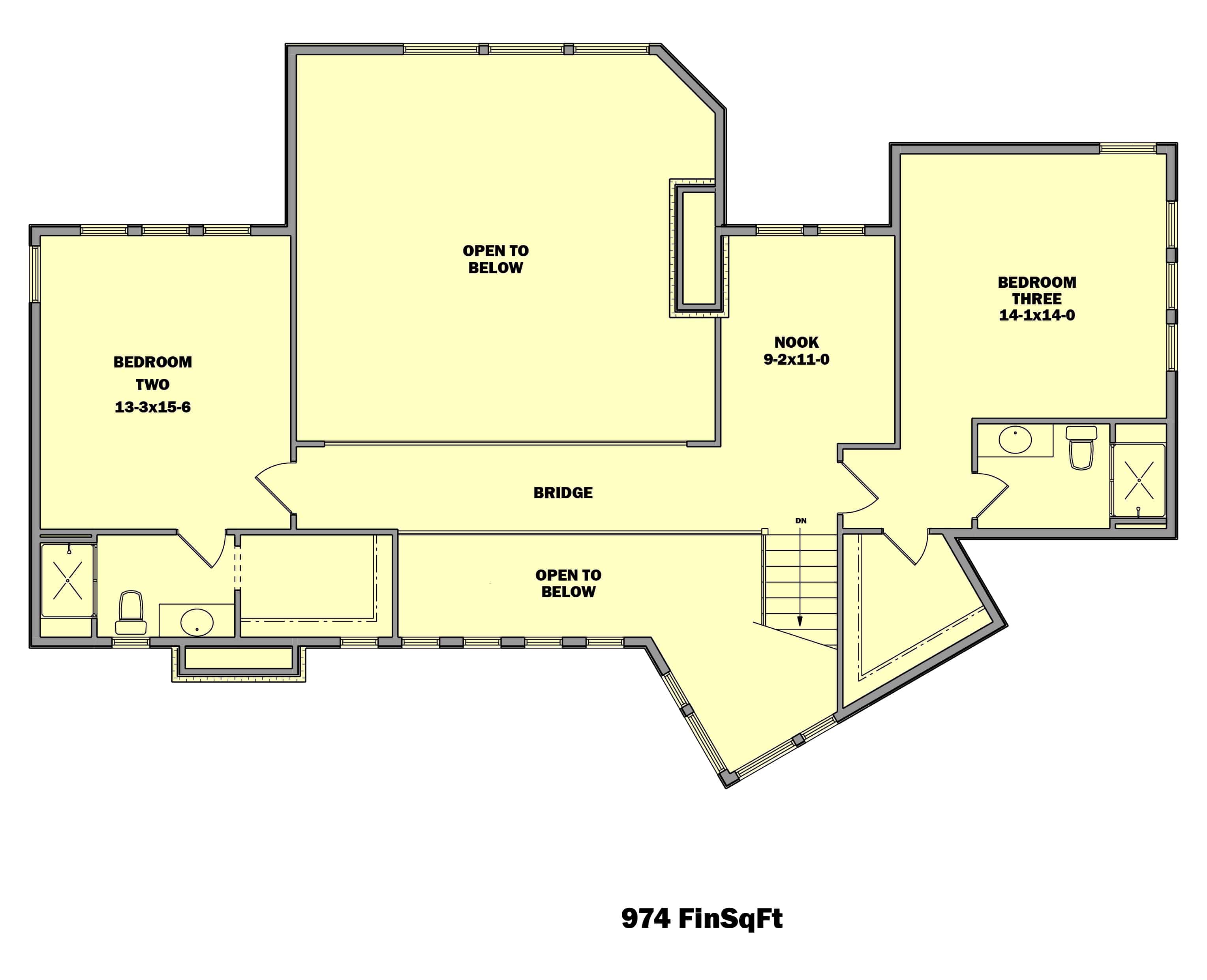 Floor Plan Upper Level of Contemporary Plan #161-1106