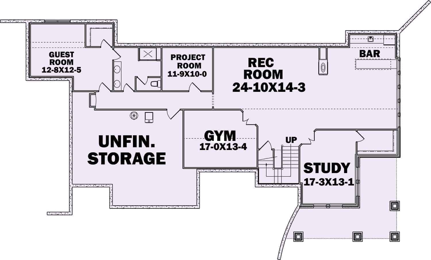 Floor Plan Basement of Ranch Plan #161-1107