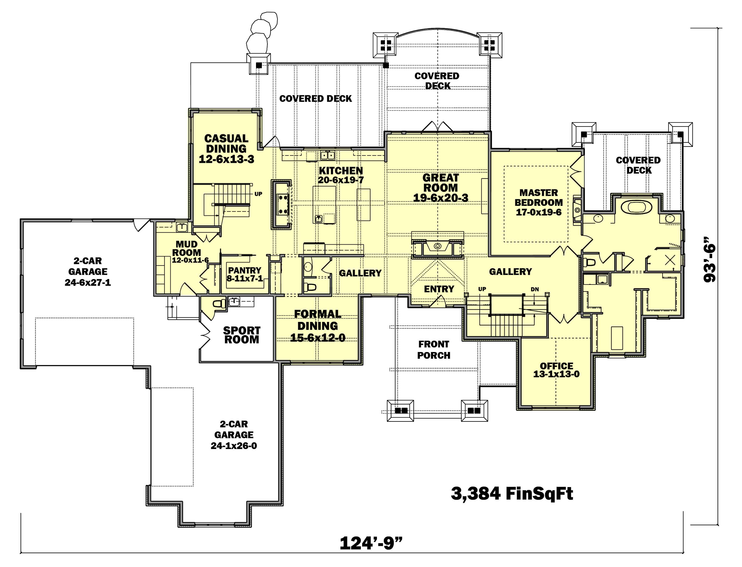 Floor Plan Main Level of Rustic Plan #161-1108