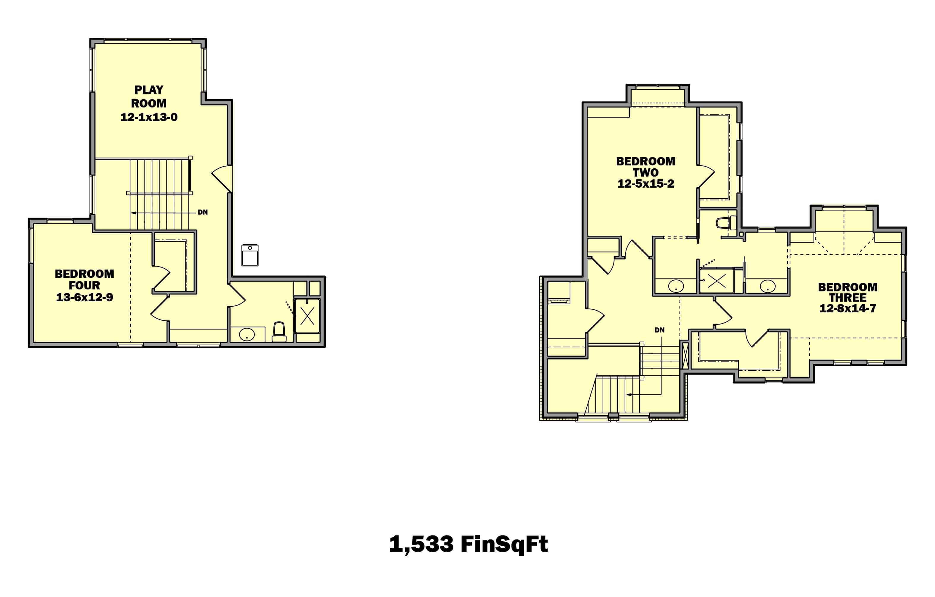 Floor Plan Upper Level of Rustic Plan #161-1108