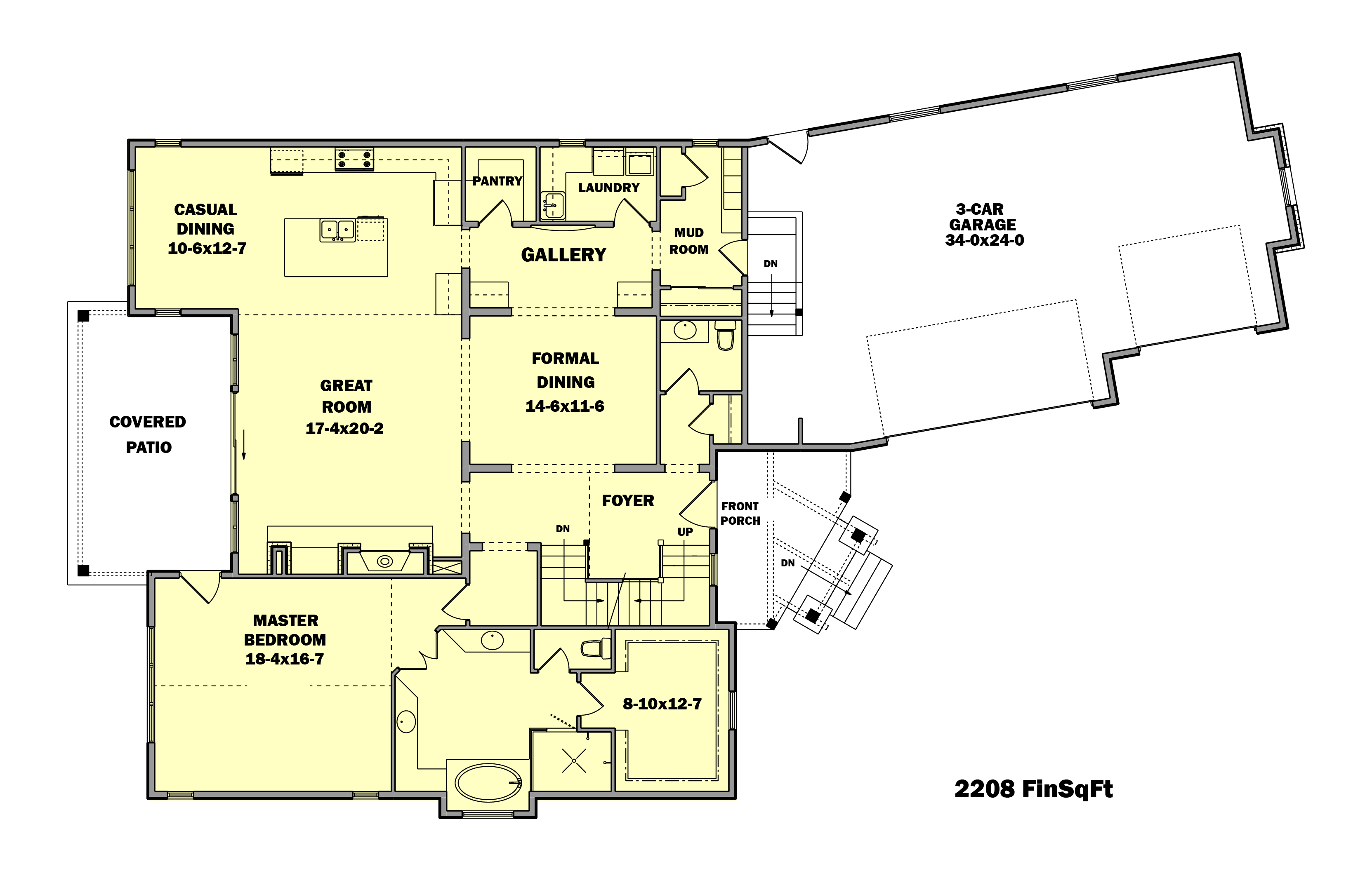 Main Level of Farmhouse Plan #161-1109