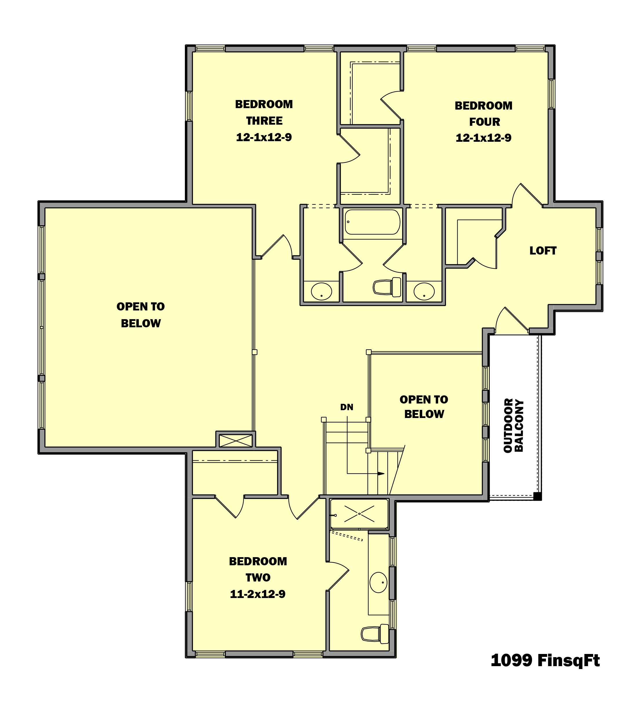 Floor Plan Upper Level of Farmhouse Plan #161-1109