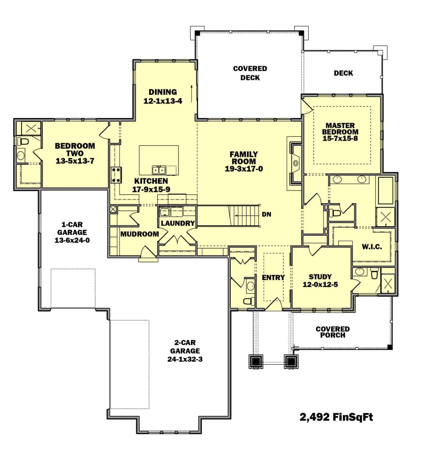 Main Level of Ranch Plan #161-1110