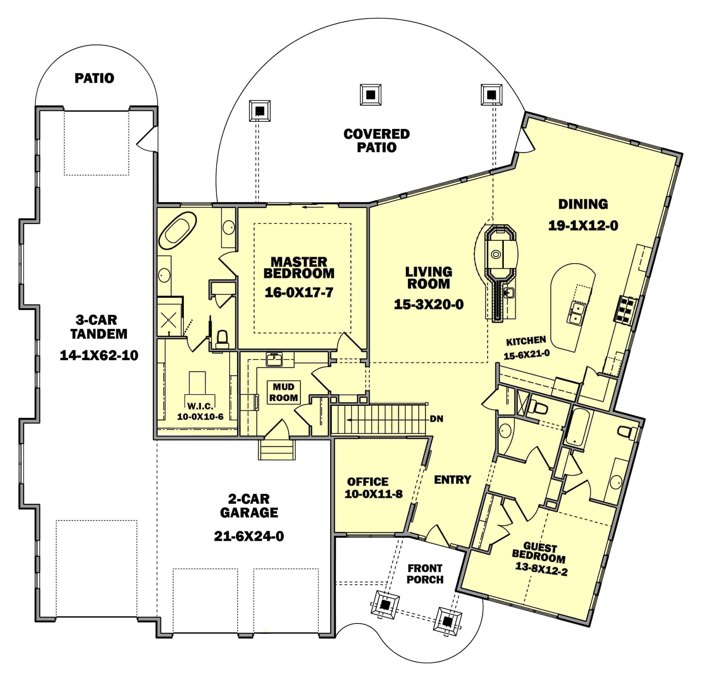 Main Level of Ranch Plan #161-1111