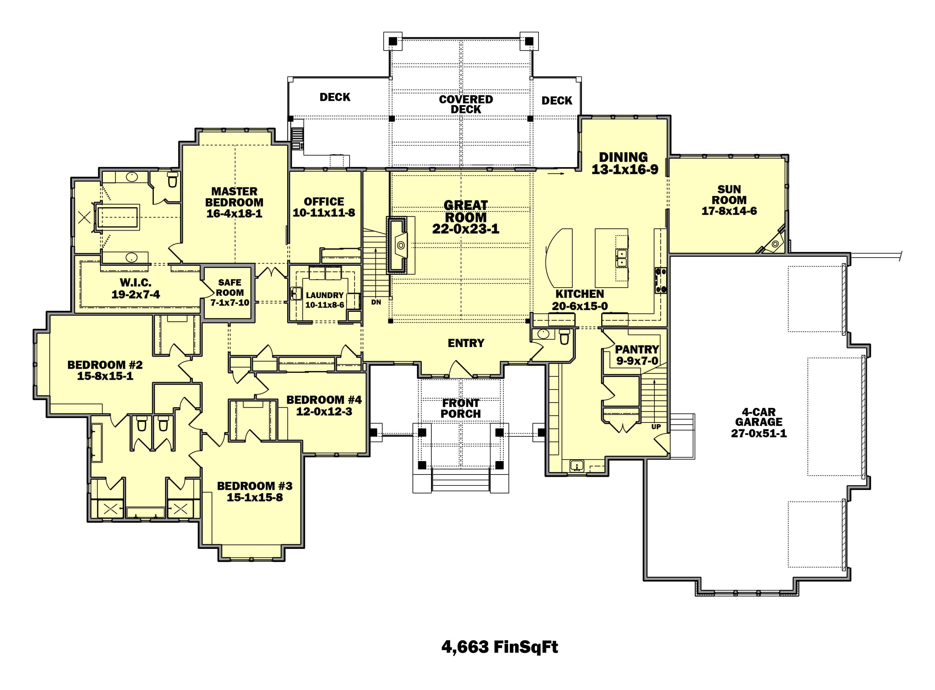 Floor Plan Main Level of Craftsman Plan #161-1112