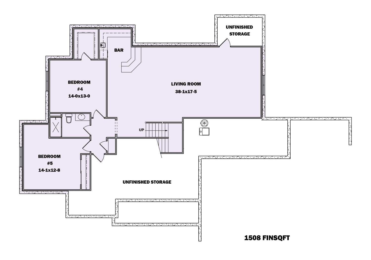 Floor Plan Basement of Ranch Plan #161-1113