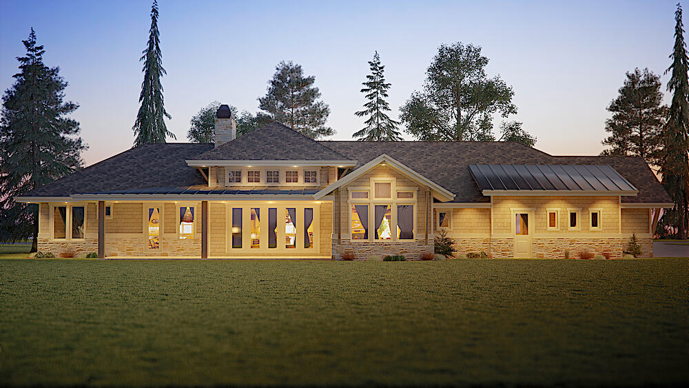 Home Plan Rear Elevation of this 1-Bedroom,2725 Sq Ft Plan -161-1114