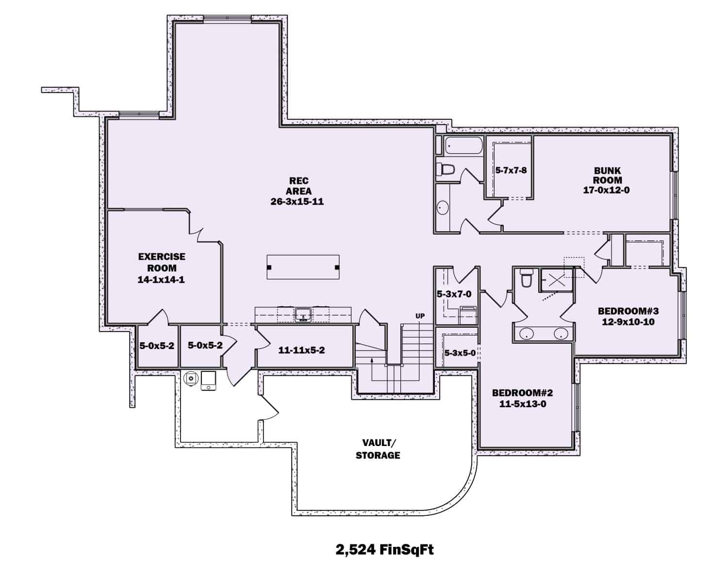Floor Plan Basement of Ranch Plan #161-1114