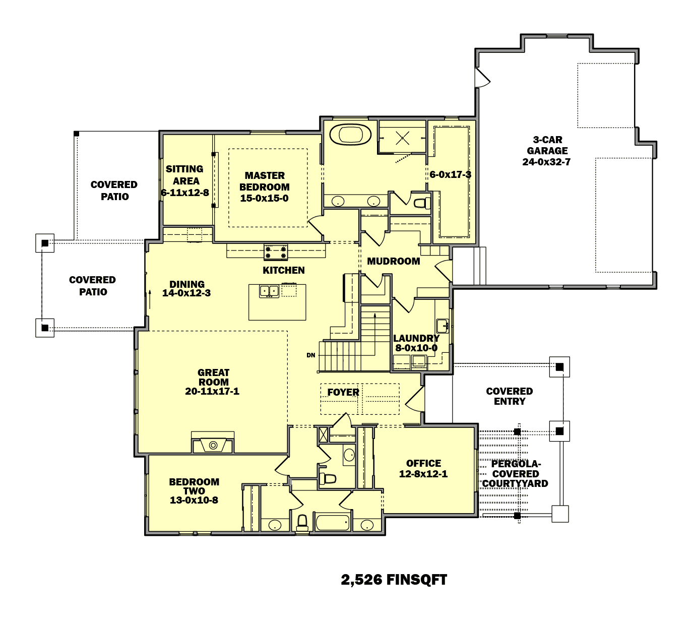 Floor Plan Main Level of Ranch Plan #161-1115