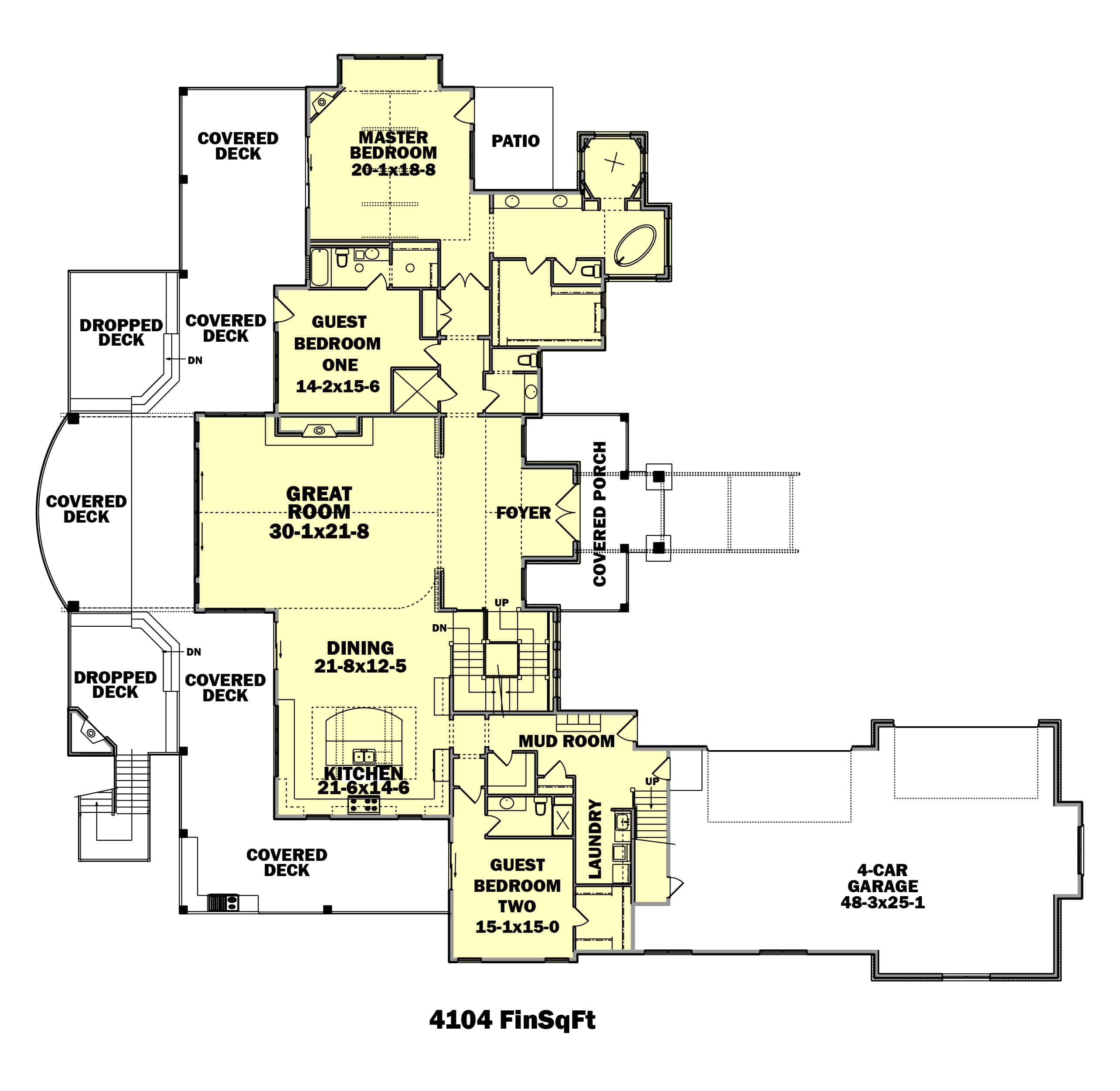 Floor Plan Main Level of Farmhouse Plan #161-1116