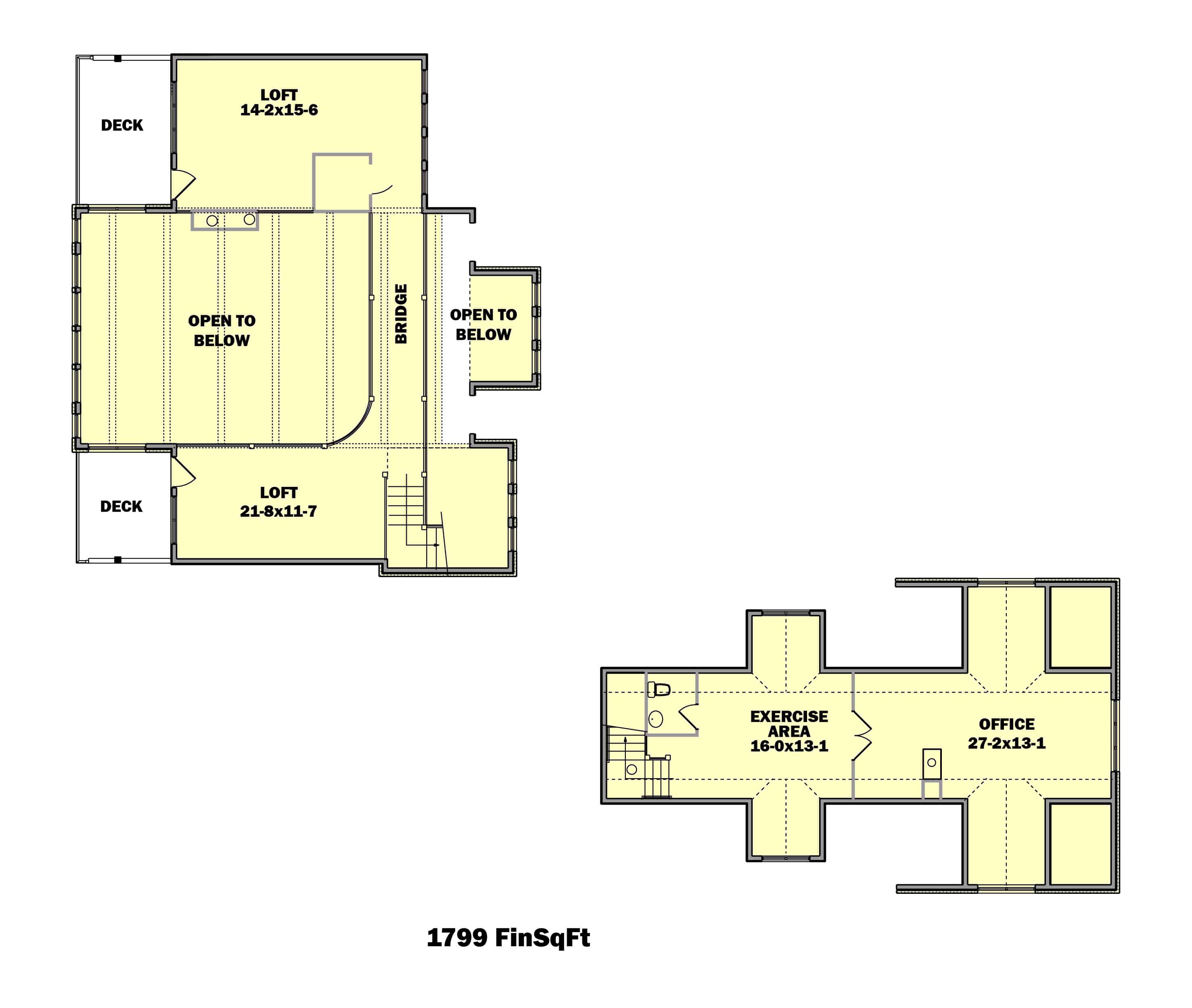 Floor Plan Upper Level of Farmhouse Plan #161-1116