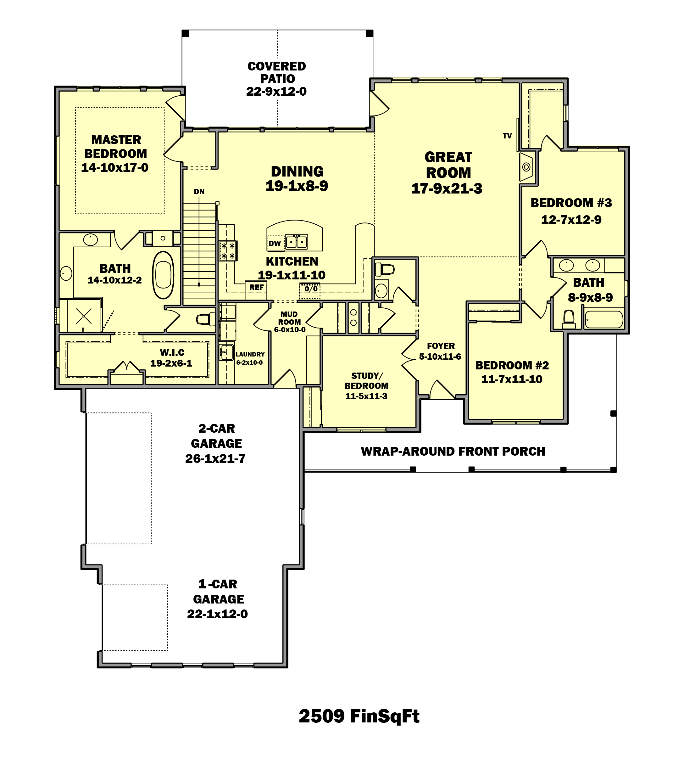 Main Level of Ranch Plan #161-1117