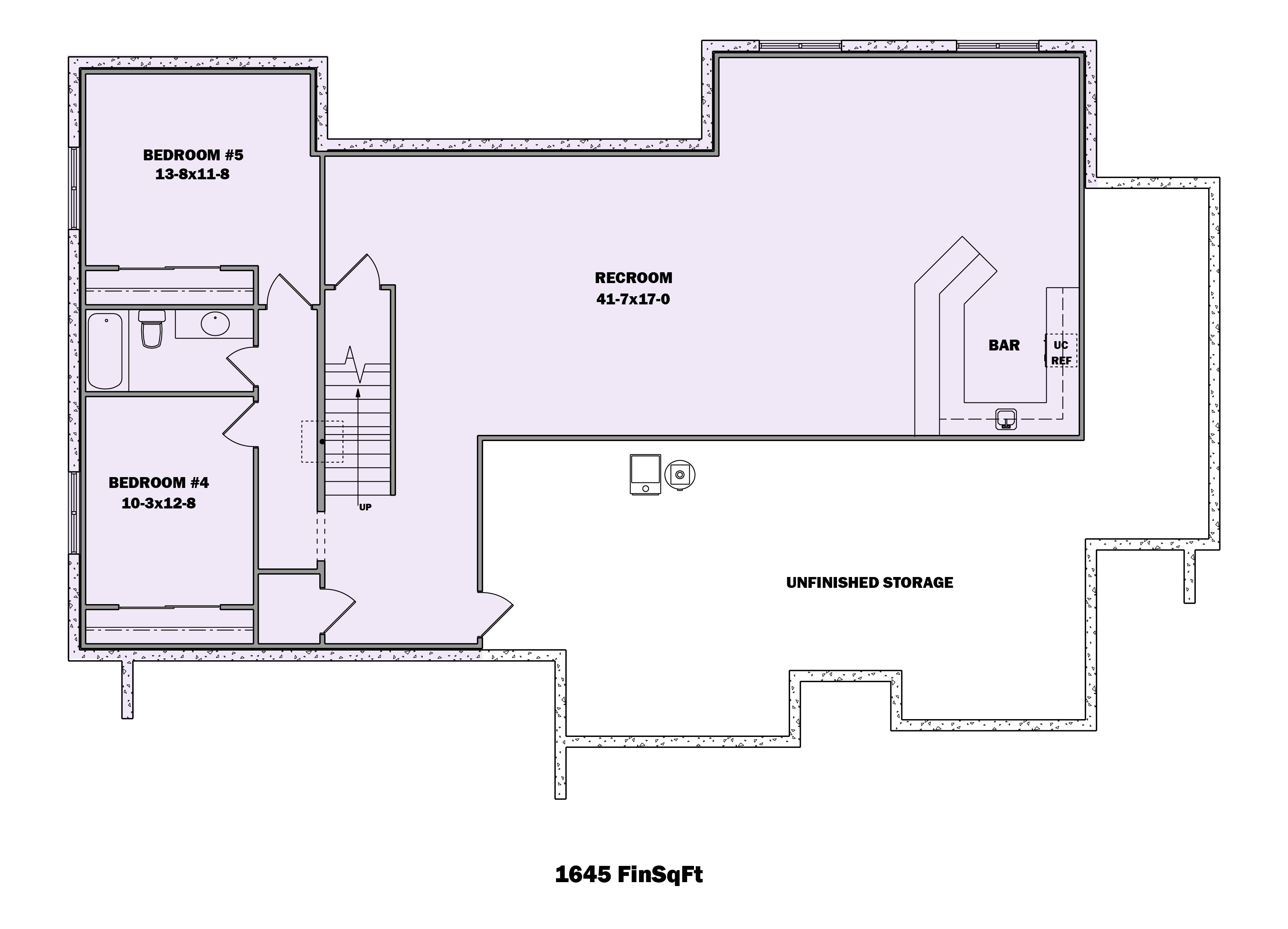 Floor Plan Basement of Ranch Plan #161-1117