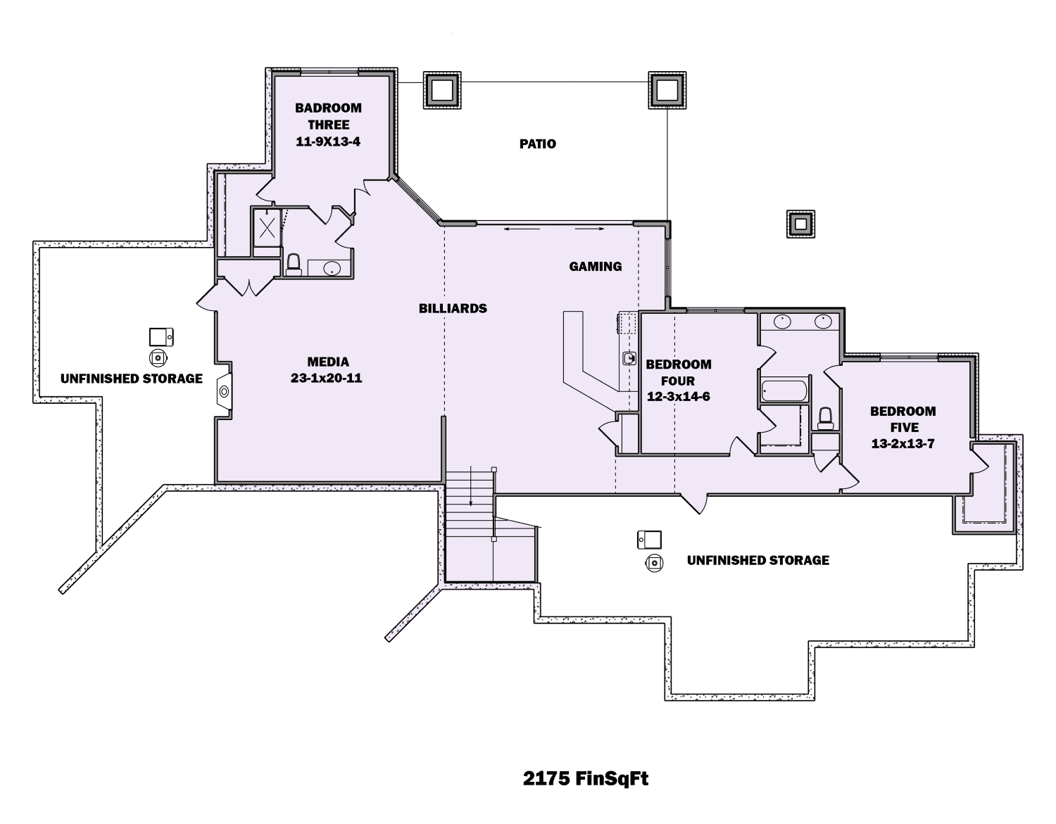 Basement of Ranch Plan #161-1118
