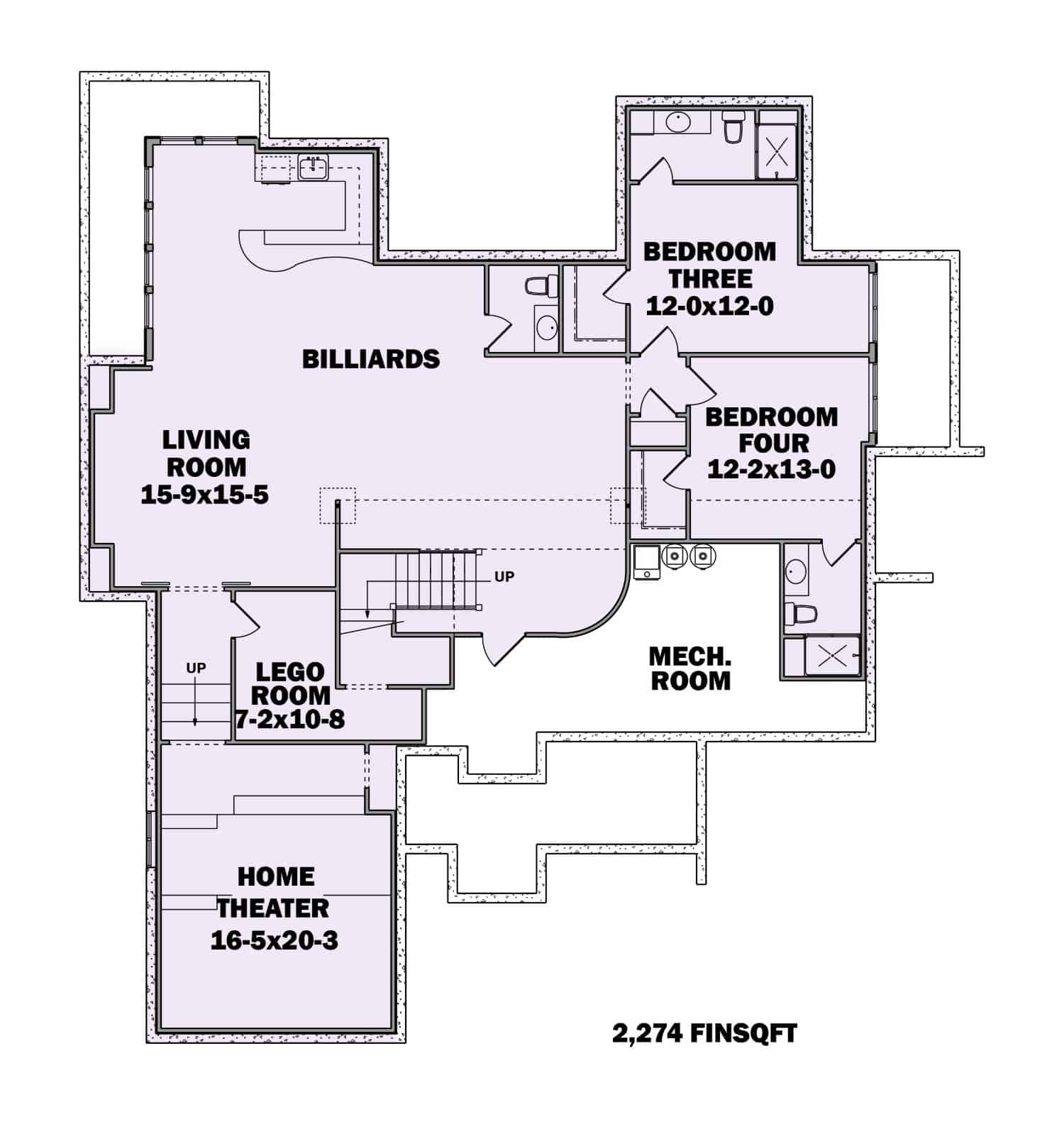 Floor Plan Basement of Contemporary Plan #161-1121