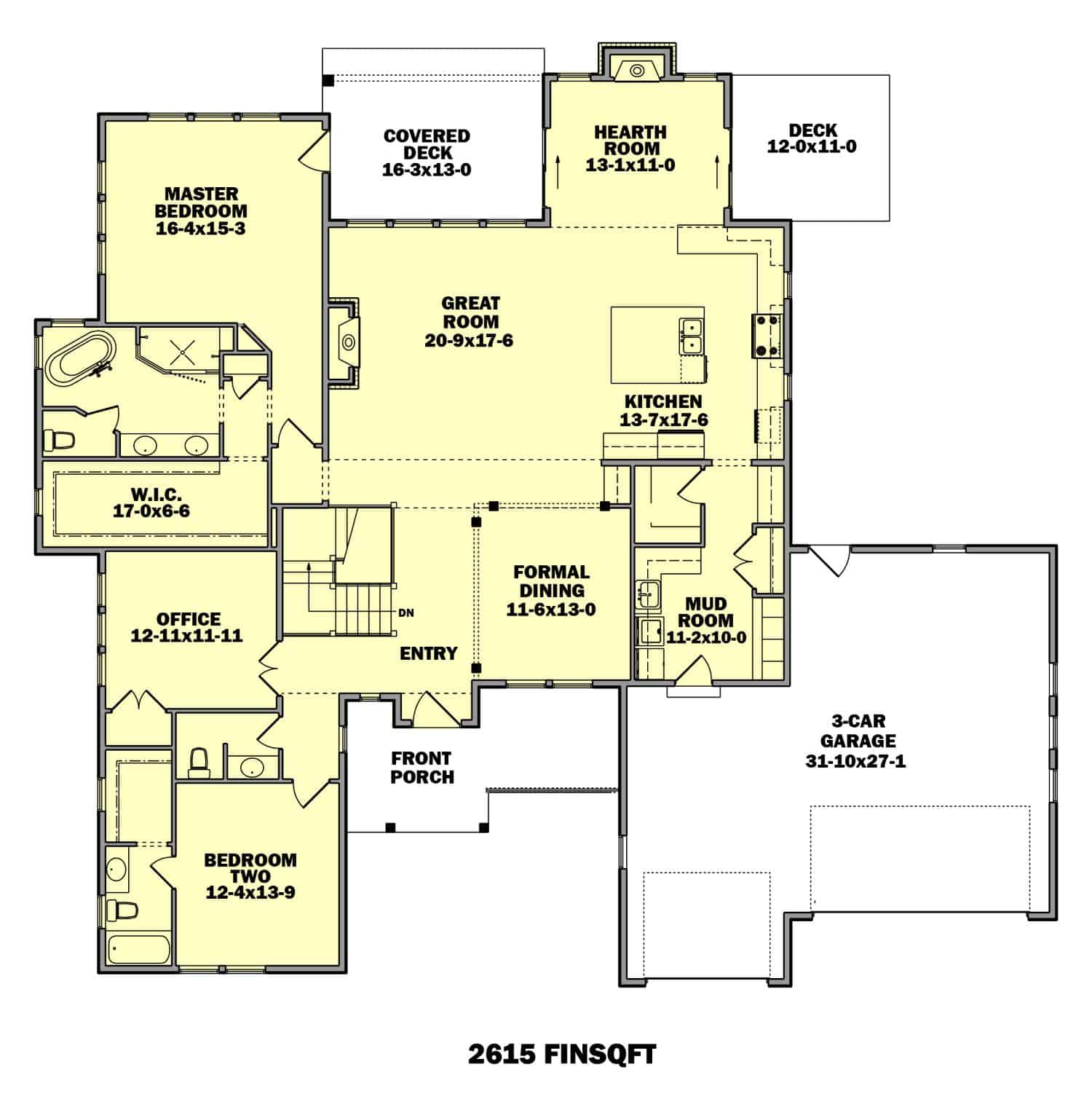 Floor Plan Main Level of Contemporary Plan #161-1121