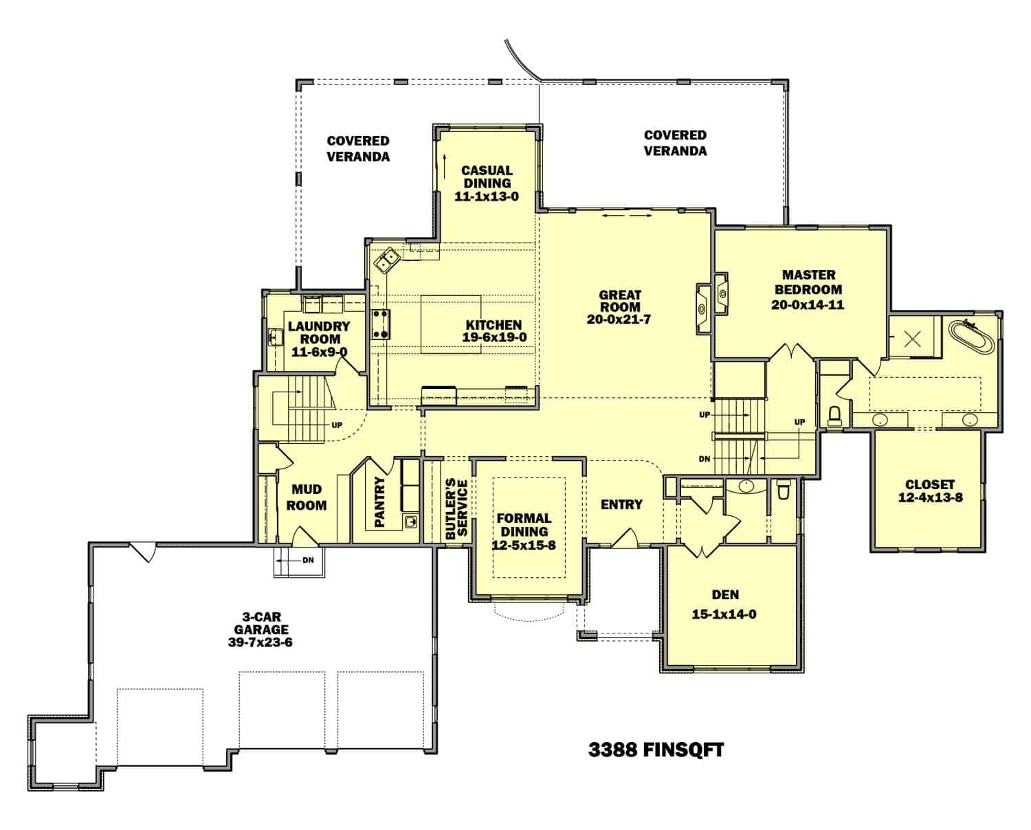 Floor Plan Main Level of Mediterranean Plan #161-1122