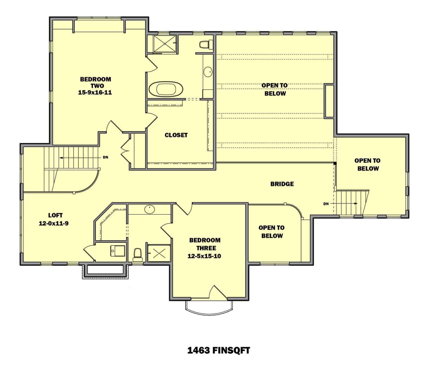 Floor Plan Upper Level of Mediterranean Plan #161-1122