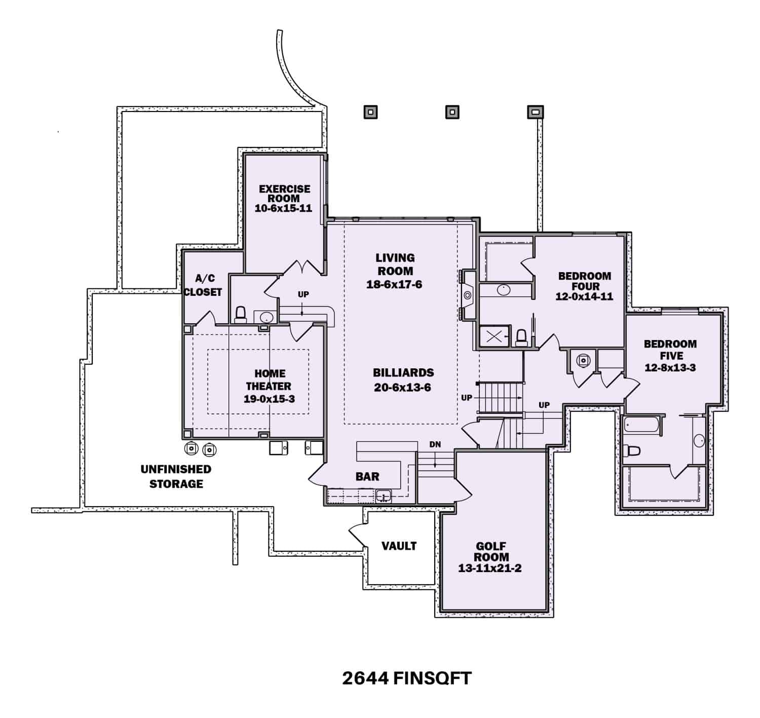 Floor Plan Basement of Mediterranean Plan #161-1122