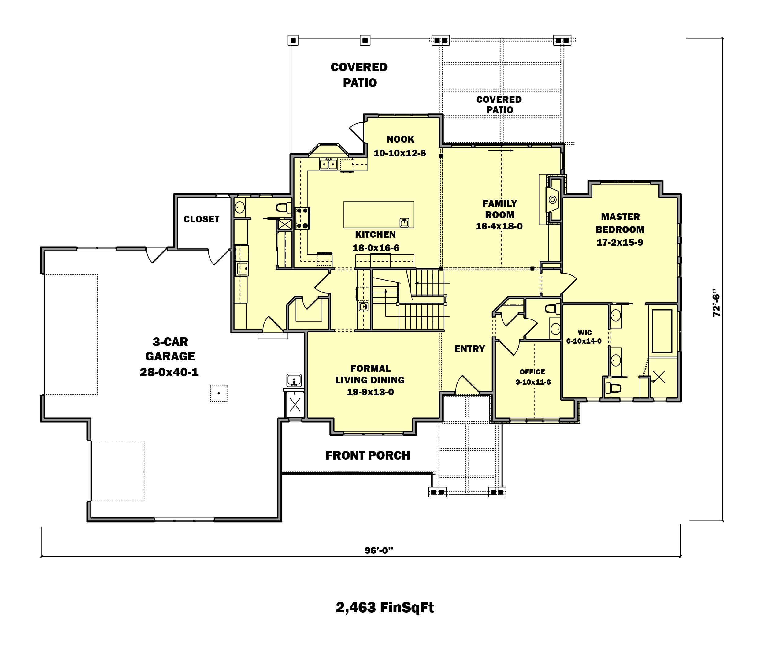 Main Level of Farmhouse Plan #161-1123