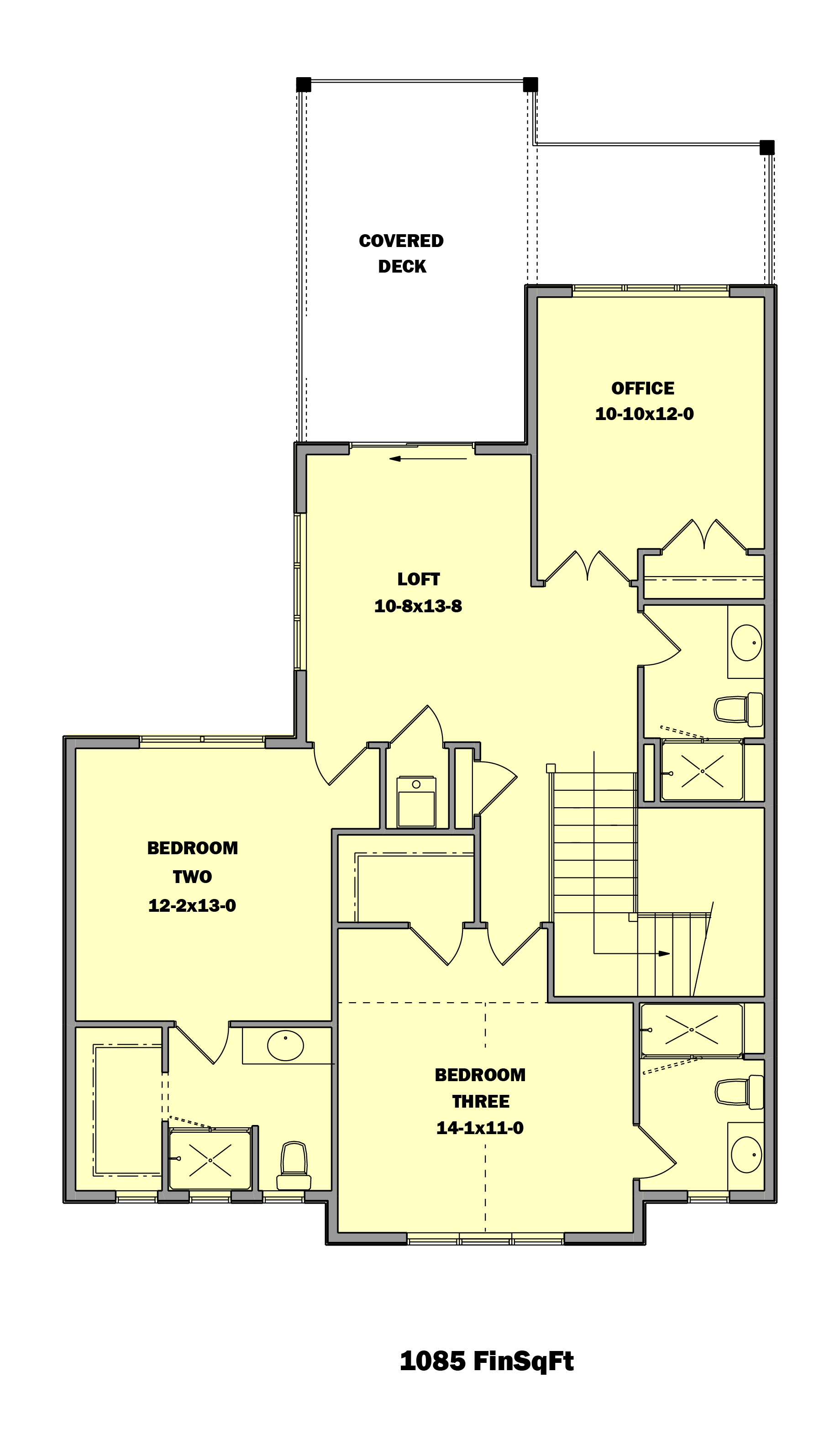 Upper Level of Farmhouse Plan #161-1123