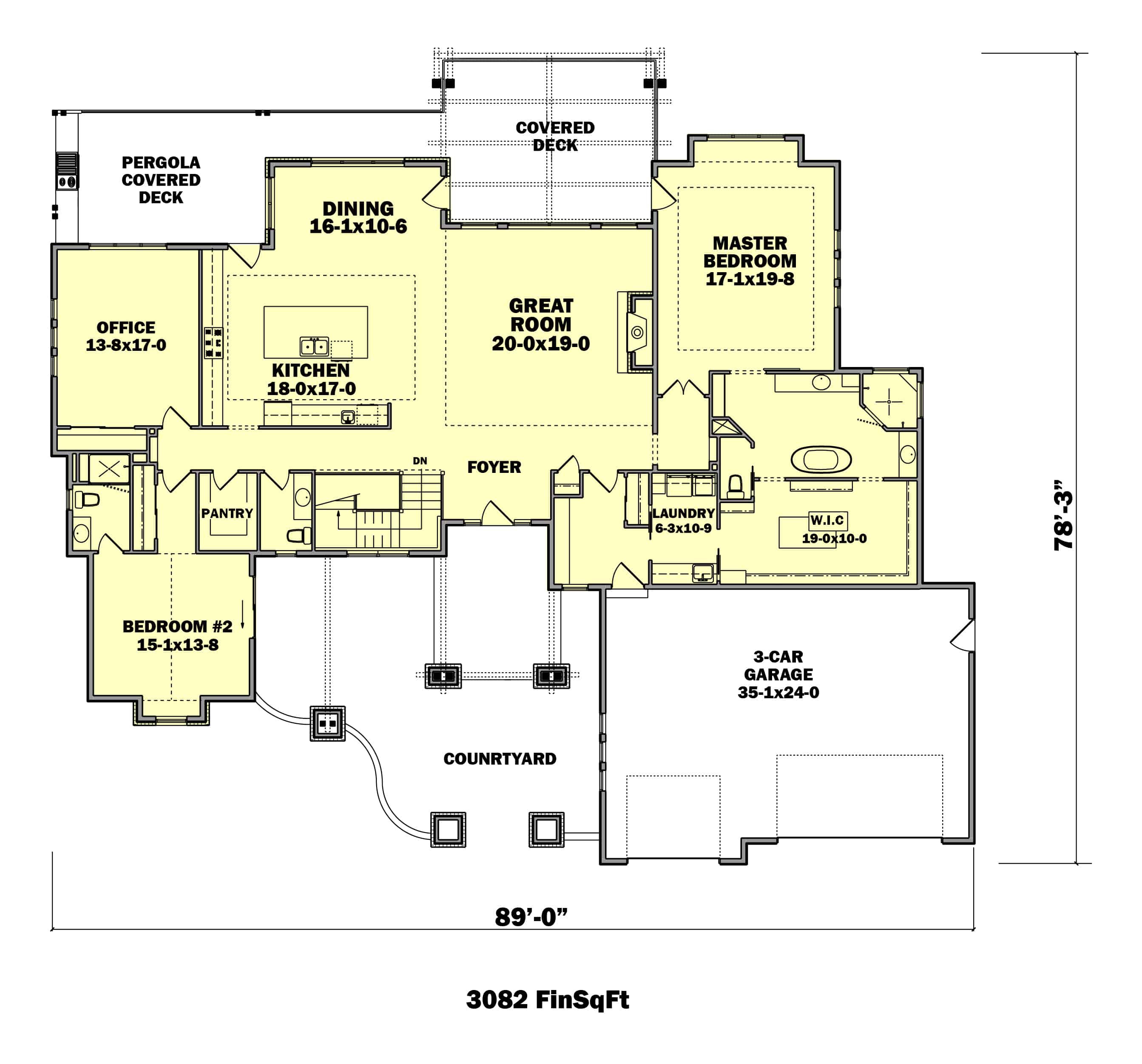 Floor Plan Main Level of Contemporary Plan #161-1129