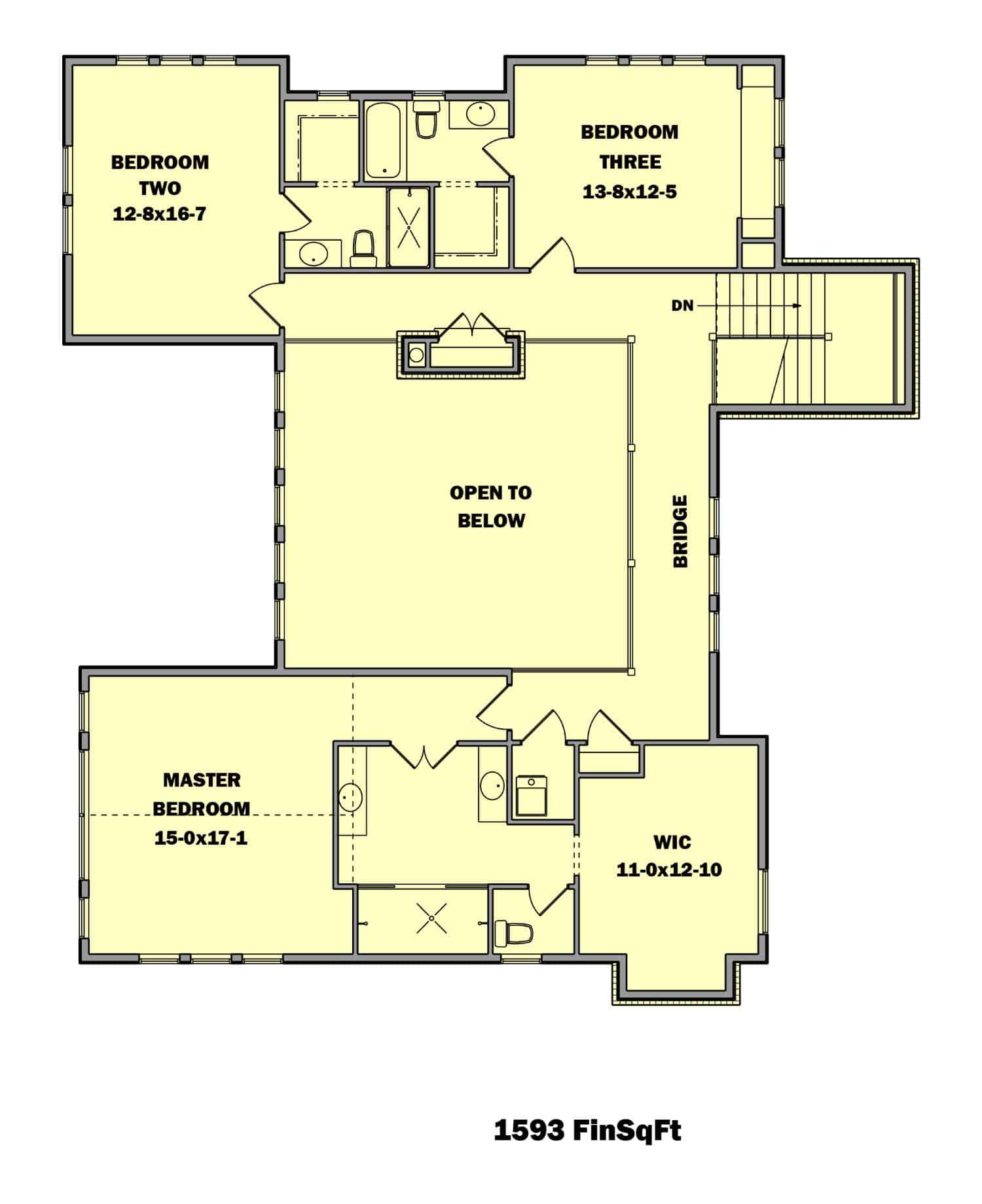 Upper Level of Traditional Plan #161-1130