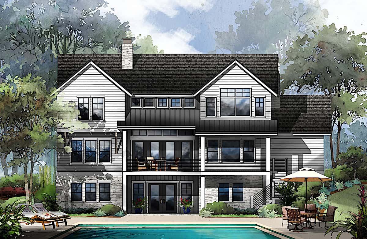 Rear View of this 4-Bedroom, 3799 Sq Ft Plan - 161-1130